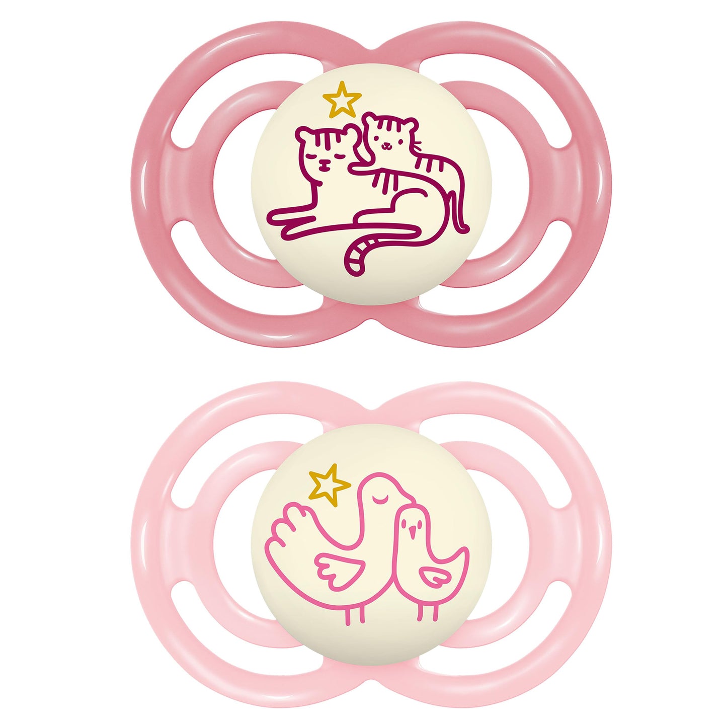 MAM Perfect Night 2 Piece Baby Pacifier, Girl, 6+ Months