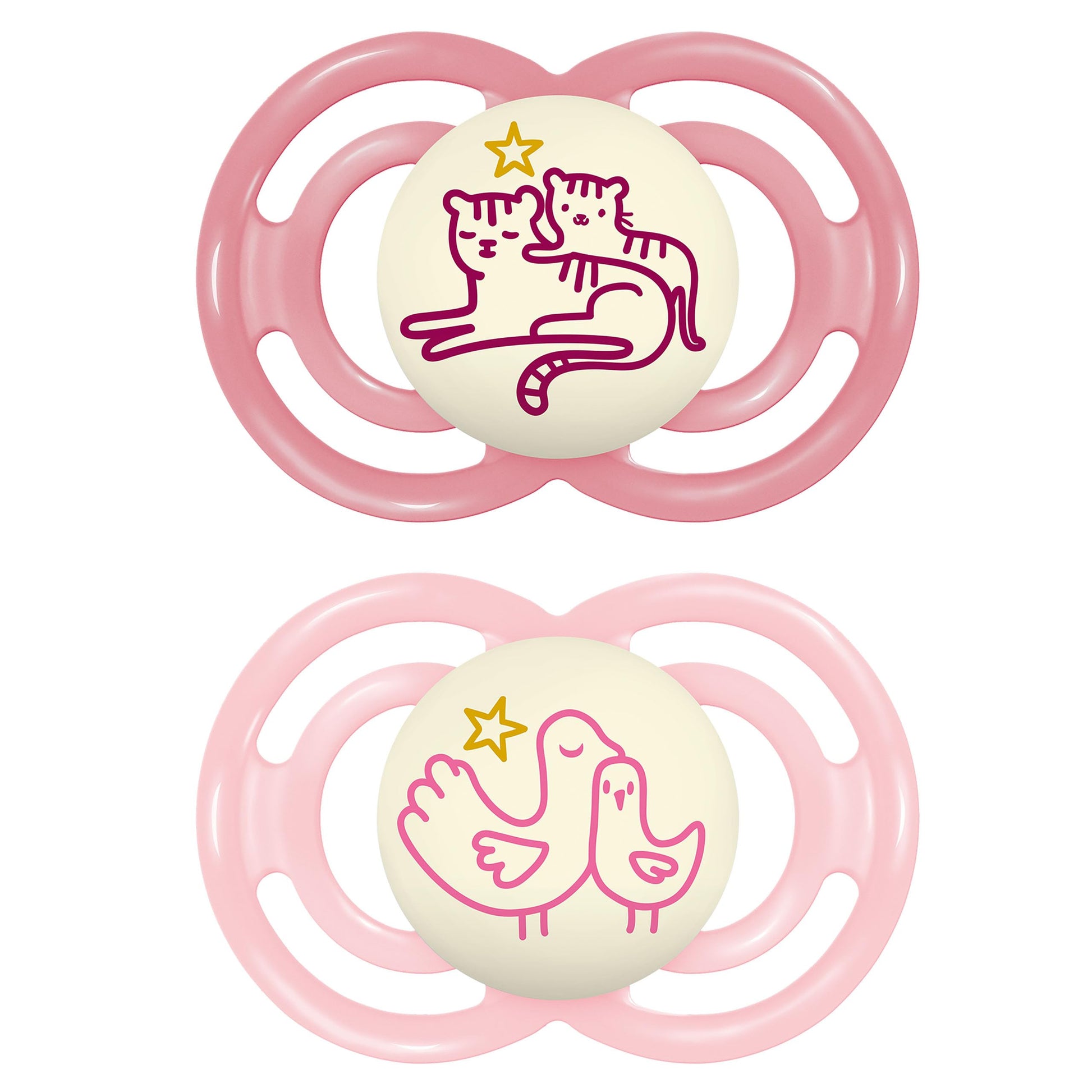 MAM Perfect Night 2 Piece Baby Pacifier, Girl, 6+ Months