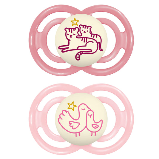 MAM Perfect Night 2 Piece Baby Pacifier, Girl, 6+ Months