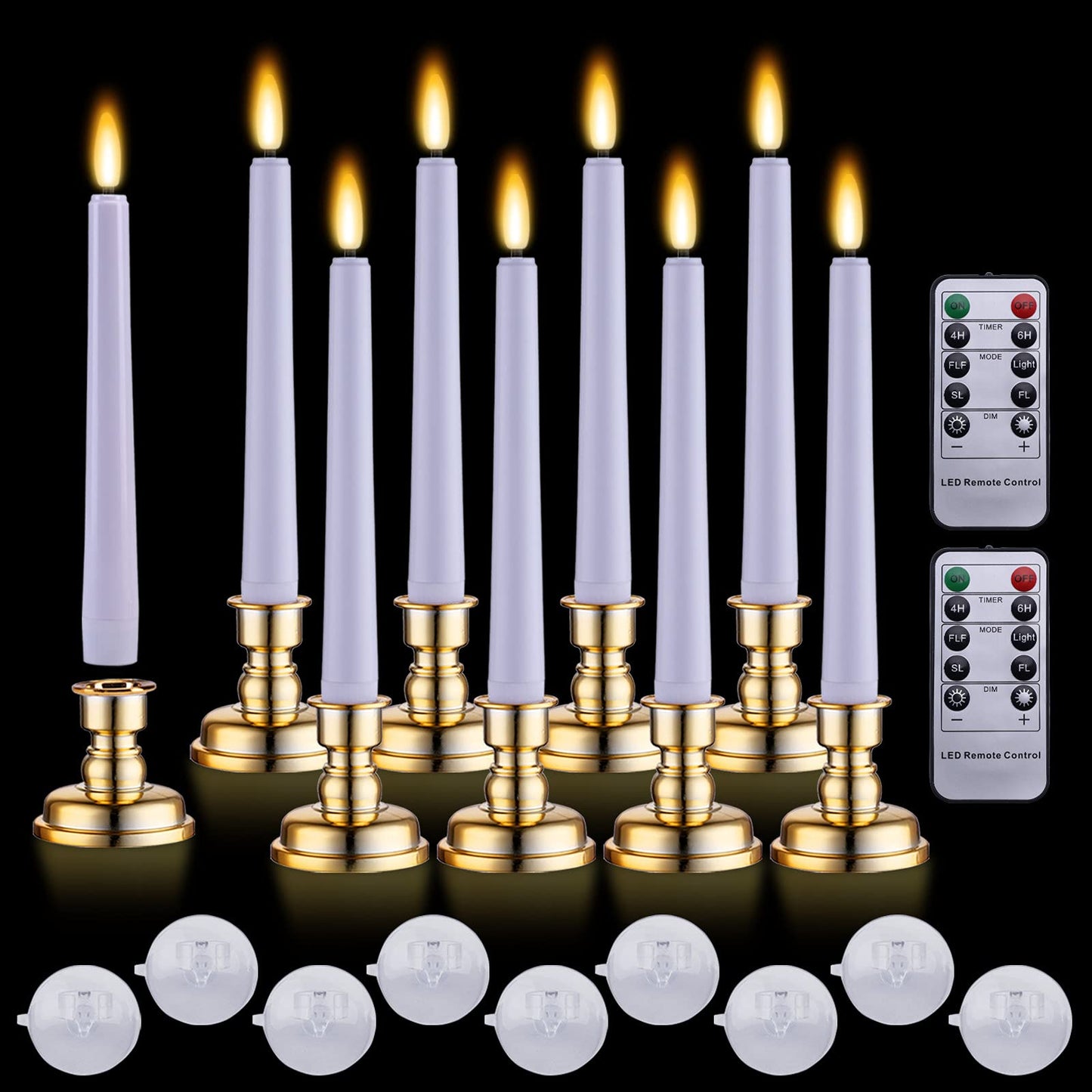 Juego de Velas LED 3D MIXALY Blancas con Temporizador y Candelabros Extraíbles