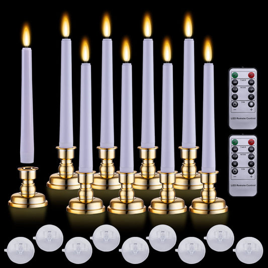 Juego de Velas LED 3D MIXALY Blancas con Temporizador y Candelabros Extraíbles