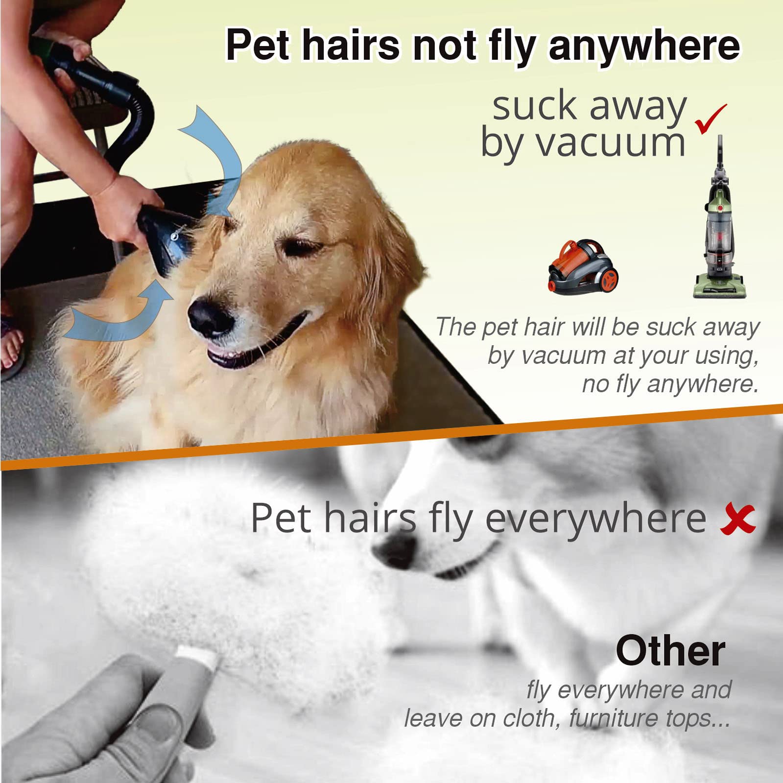Gforest Cepillo de aseo al vacío para mascotas, kit de herramientas de fijación para eliminar el pelo para perros y gatos (negro)