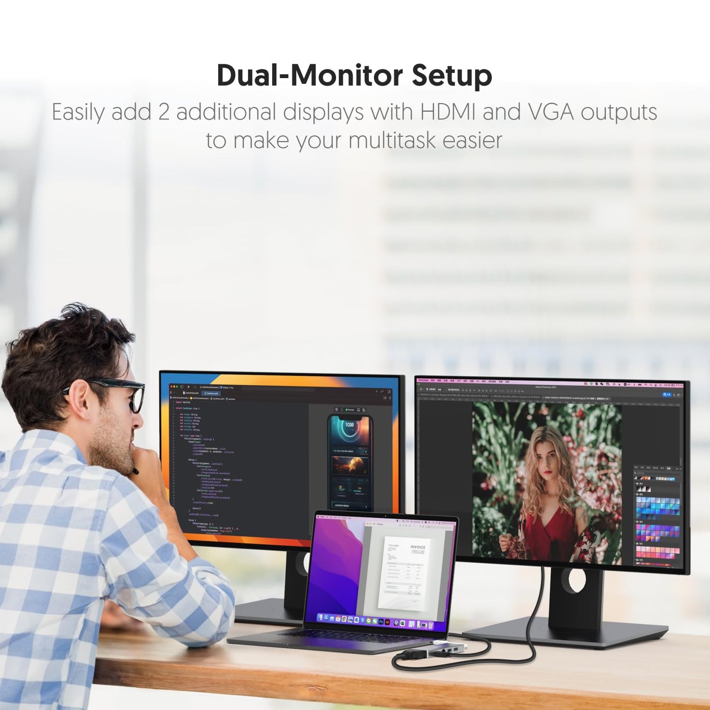 J5create Hub USB 3.0 con HDMI, VGA, RJ45 Gigabit Ethernet, 2 puertos USB 3.1 tipo A - Adaptador de transferencia de datos de alta velocidad para Mac, Windows, PC de sobremesa - Soporta resolución de hasta 2K
