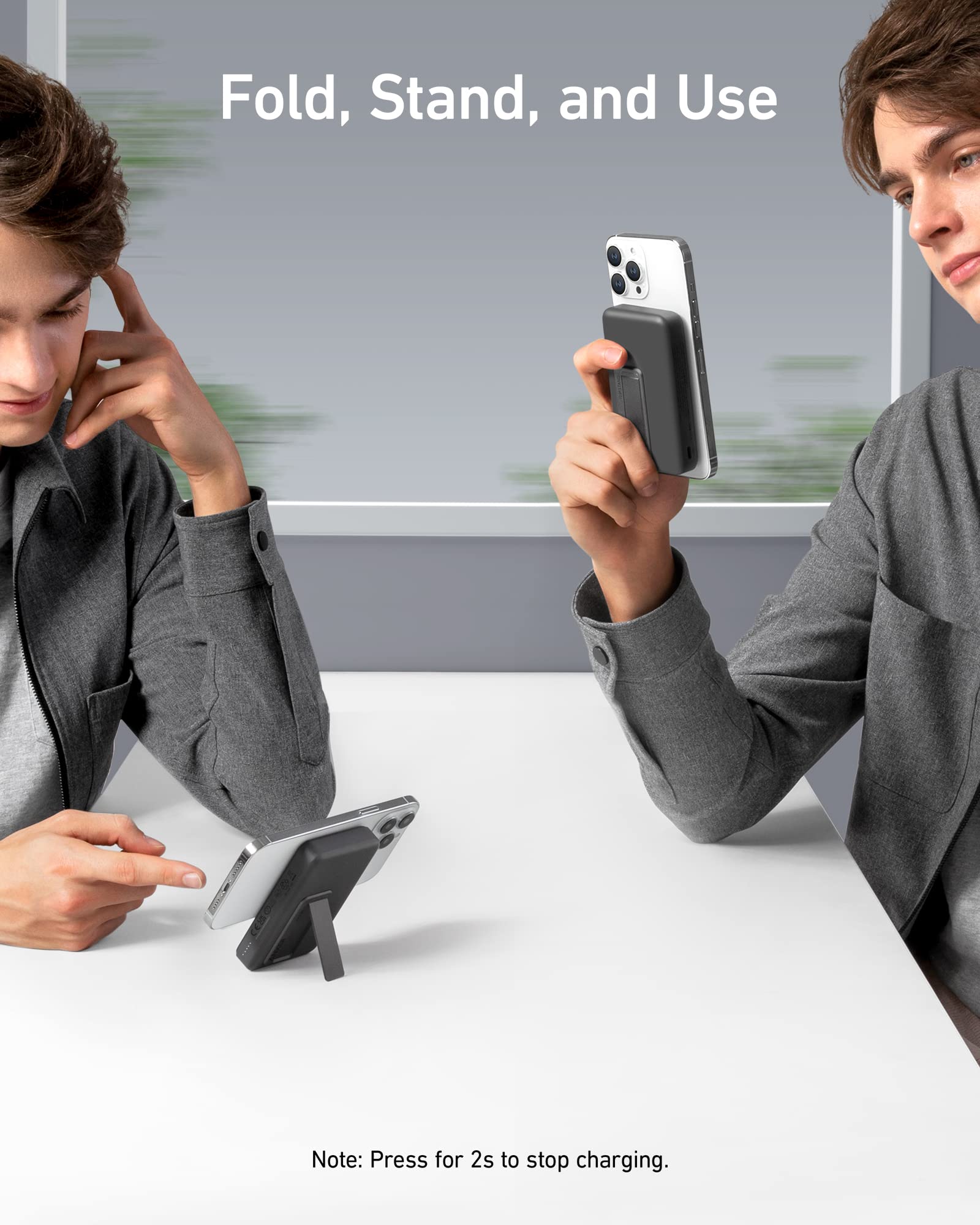 Batería Magnética Anker Negra Cargador Inalámbrico Plegable 10000 mAh para iPhone 14/13 Series