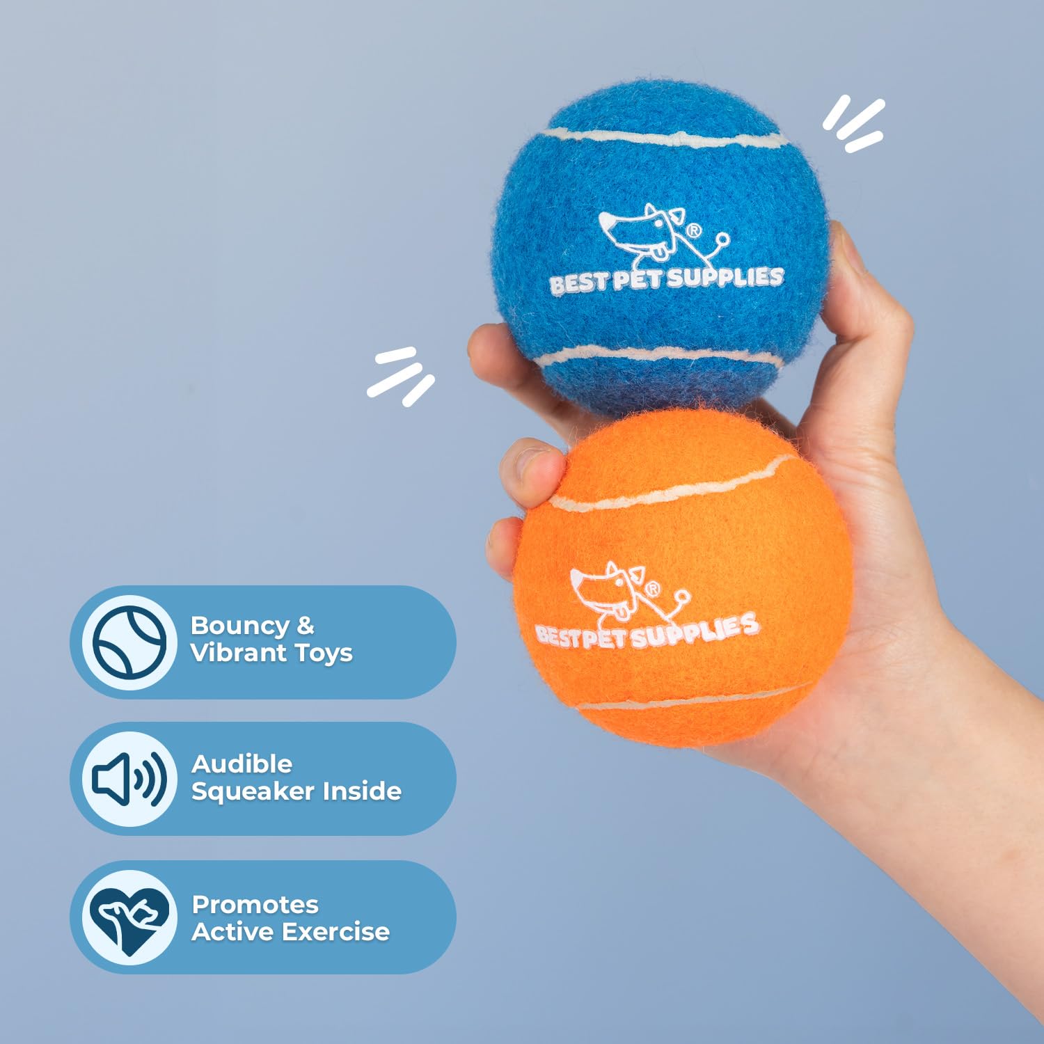 Best Pet Supplies - Pelotas de Tenis chirriantes para Perros, Paquete de 4, Juguetes interactivos de Alta Resistencia para lanzar y Buscar, apoya el Ejercicio y el Entrenamiento de Comportamiento