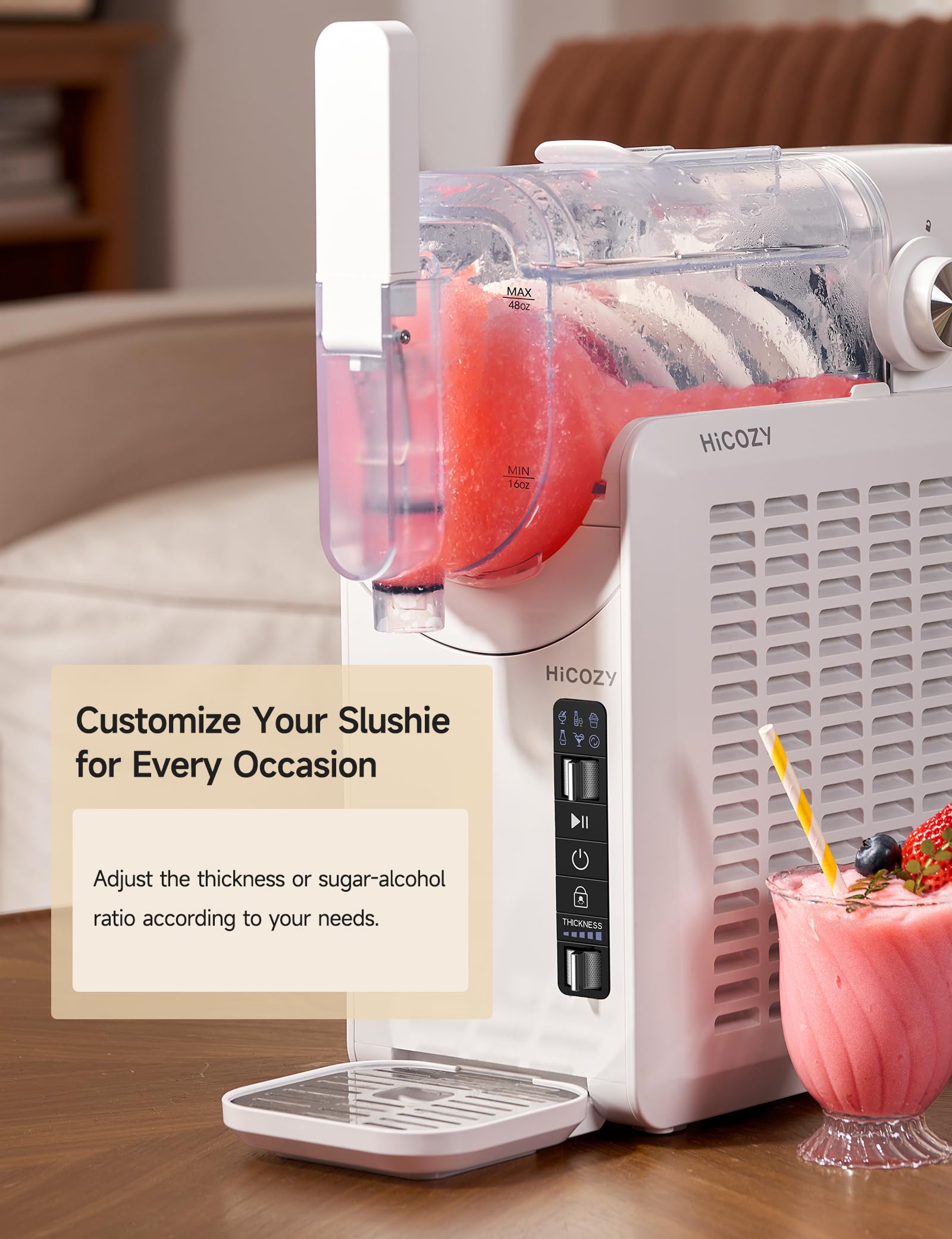 HiCozy F1 Slushie, Bebidas Congeladas, Machine Maquina de Granizado, Maquina de Slushie, Slushi, Slushy, Liguadora de Mesa, Maquina de Raspado, Trituradora de Hielo,1.2L para el Hogar, Sin Hielo