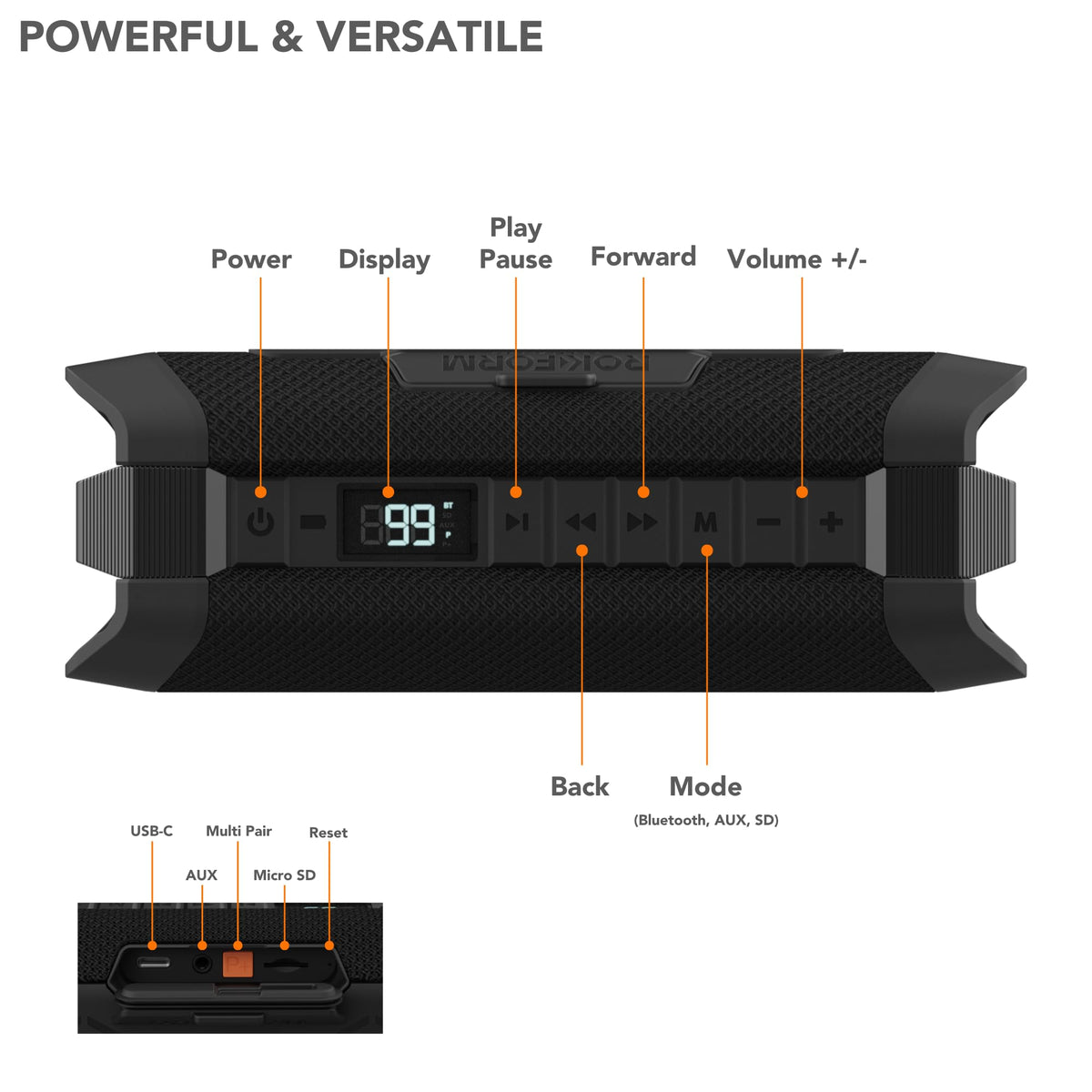 Altavoz Portátil ROKFORM G-ROK Azul Sonido Premium Resistente al Agua para Golf