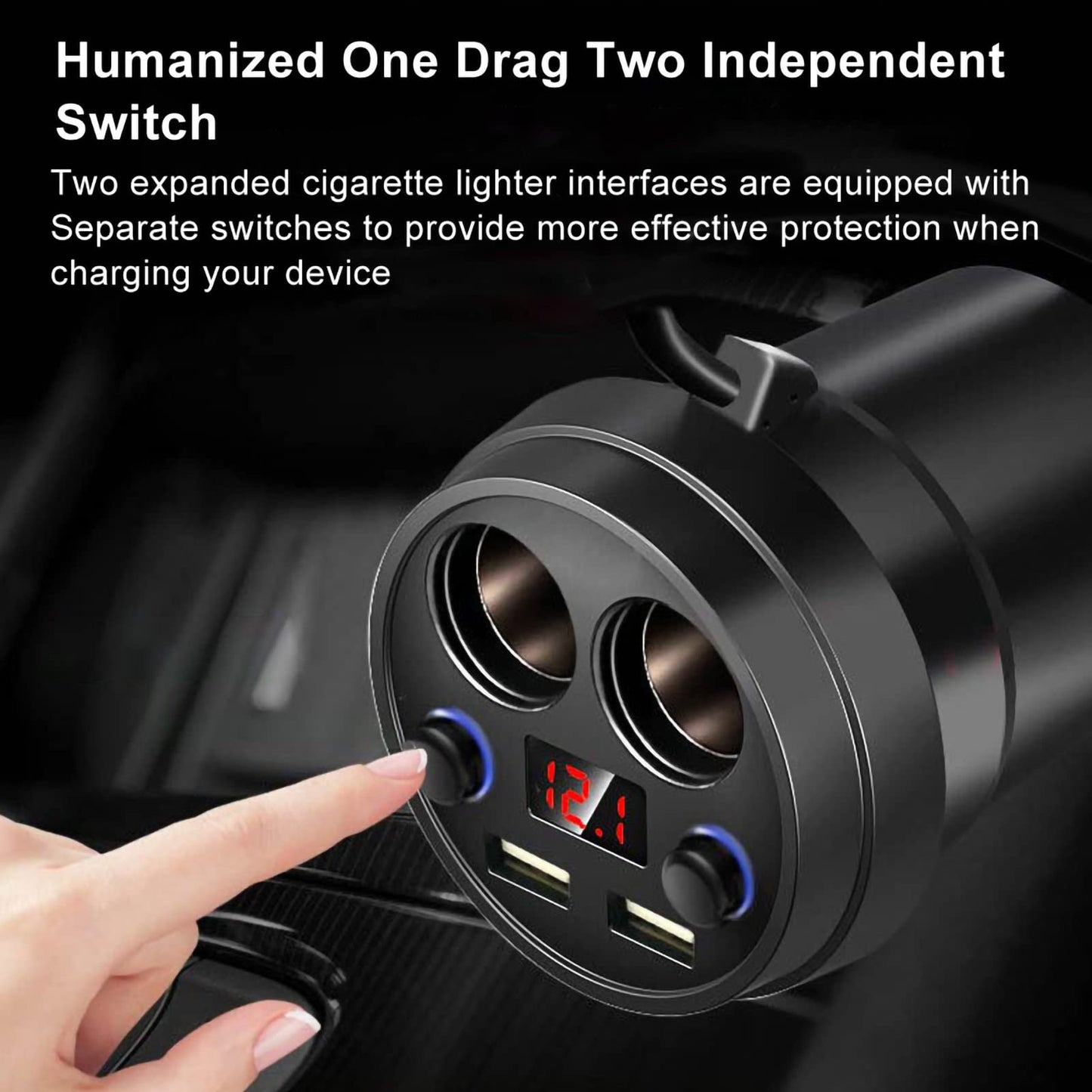 GOTOTOP Cargador de Teléfono para Automóvil de 120 W, Cargador de Automóvil Doble USB con Orificio para Encendedor de Cigarrillos, Monitoreo de Voltaje en Tiempo Real, TecnologíA de