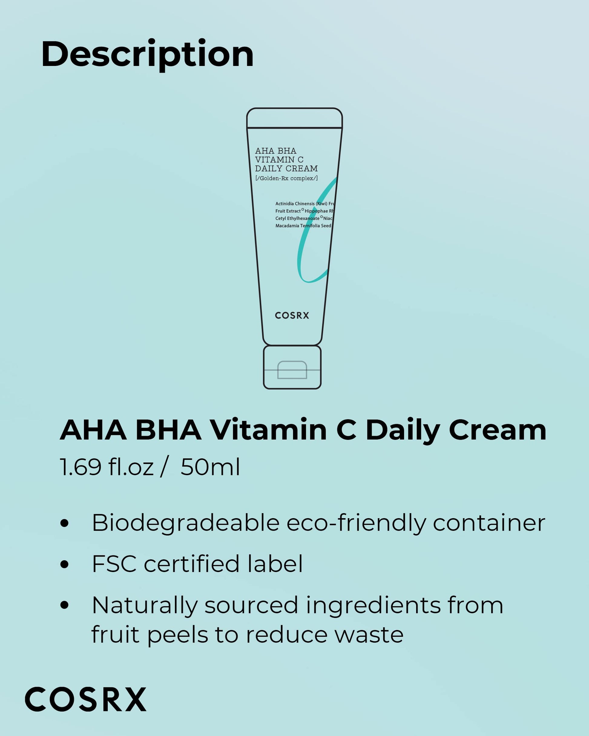 COSRX Crema diaria hidratante con Vitamina C, AHA/BHA para una piel brillante y suave