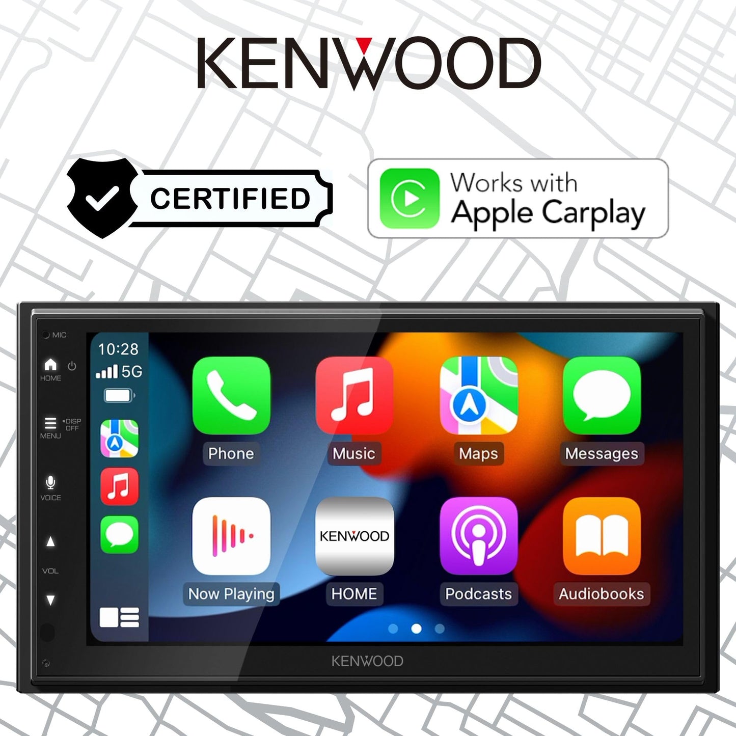 KENWOOD DMX4710S - Estéreo digital para coche (50 W x 6 Ch), compatible con Apple CarPlay y Android, unidad principal habilitada para Bluetooth con visualización LCD de 17.27 cm, visualización