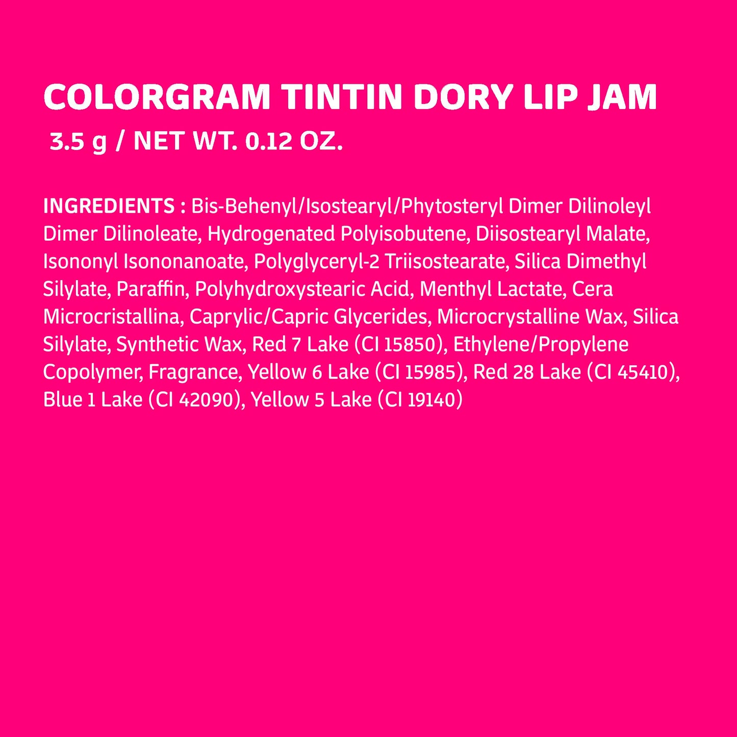 COLORGRAM TINTIN DORY LIP JAM 06 CHERRY JAM | Pudding Pot Lip Blush | Tinted Lip Jam, Hydrating & Plumping Lip Gloss with Lightweight, Non-Sticky Formula | Clear Radiance & Semi-Transparent Color