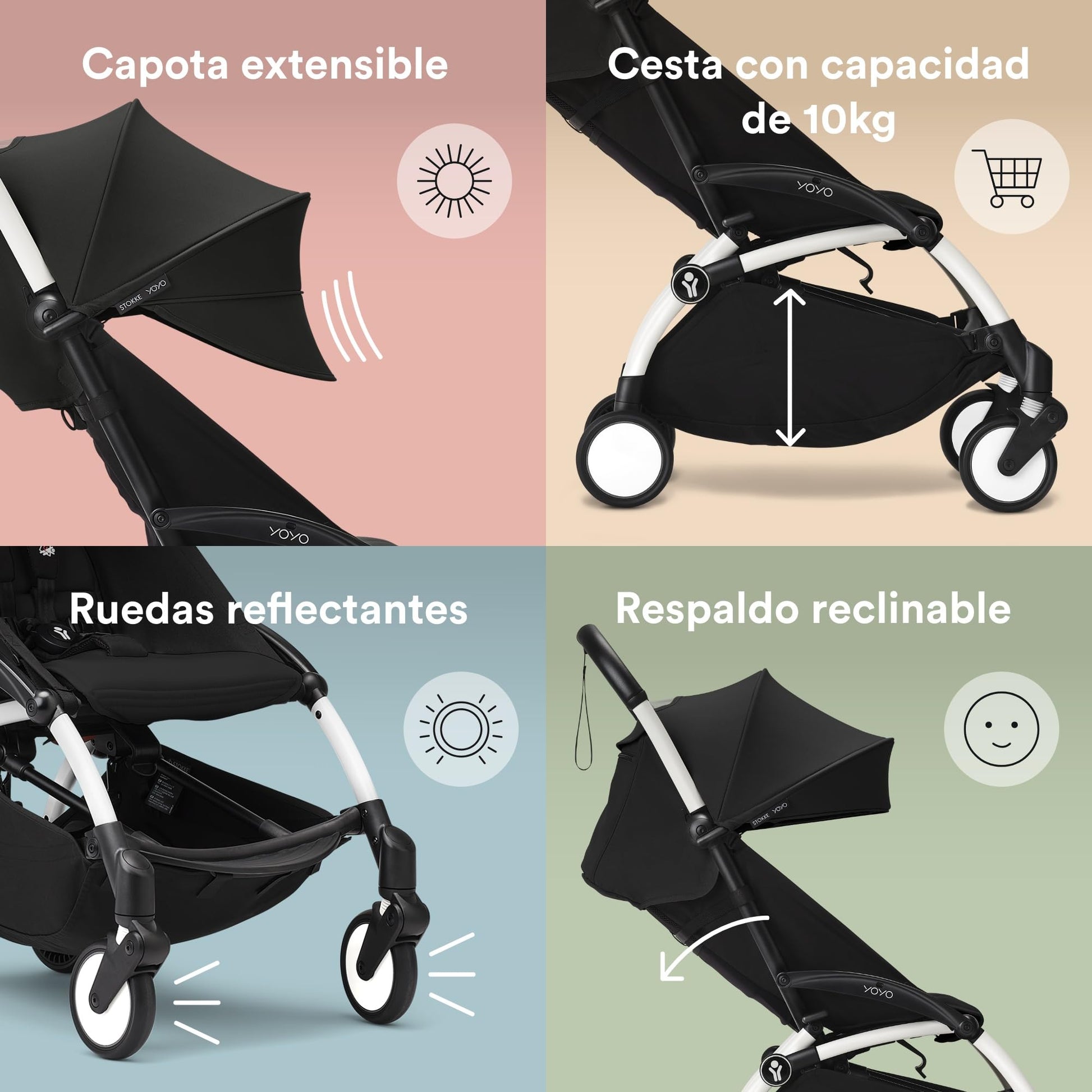 carriola stokke Carriola Stokke YOYO Blanca con Paquete de Color Negro YOYO 6+ – Cremas y Más