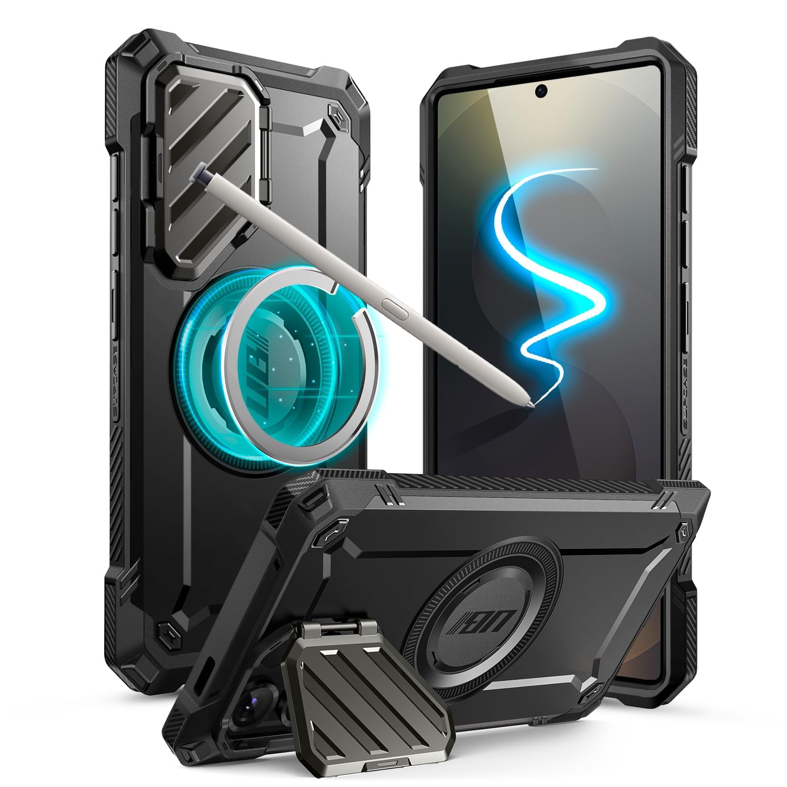 Funda Magnética SUPCASE Negra Resistente con Soporte para Samsung Galaxy S25 Ultra