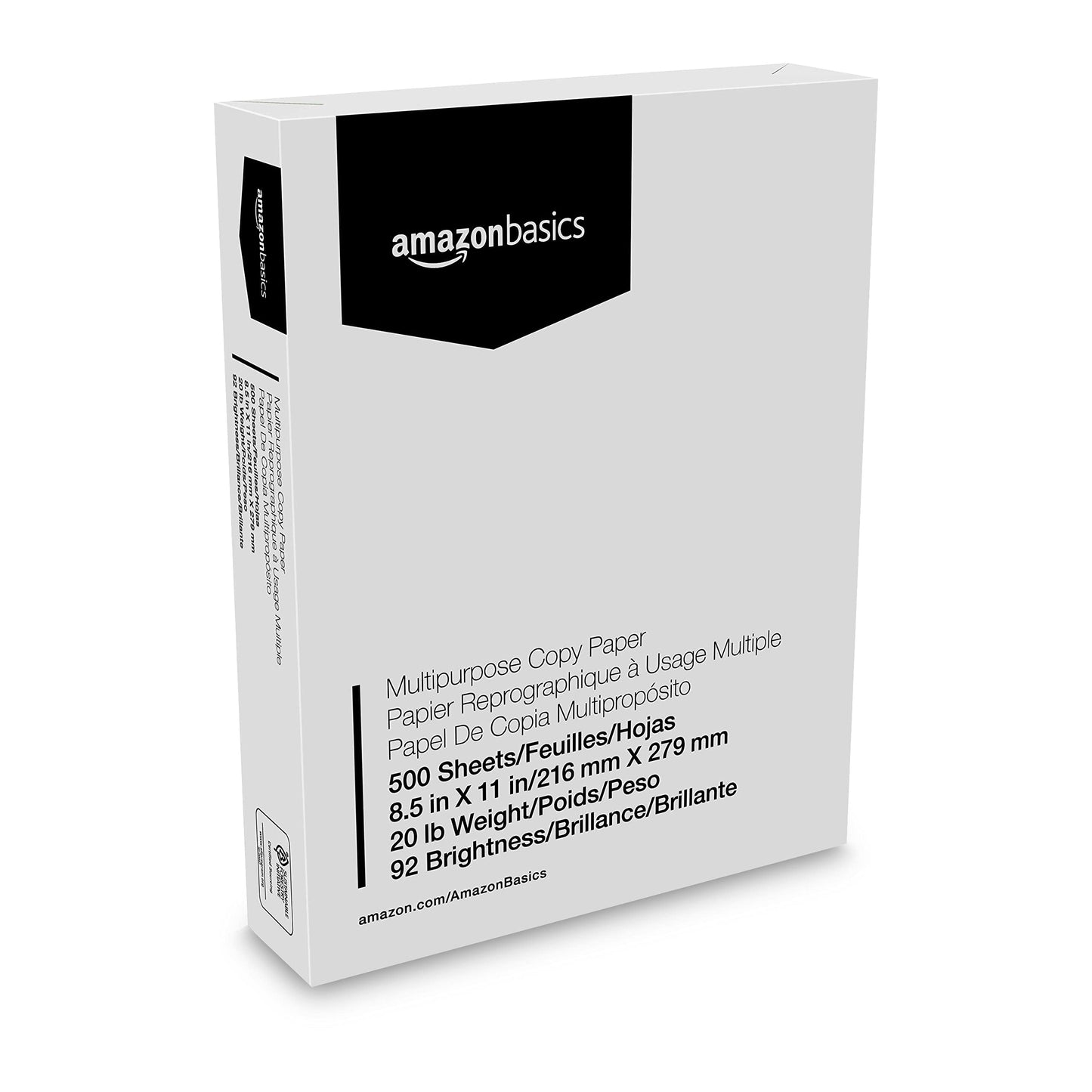 Canon GI-190 BK Lam + Amazon Basics - Papel Multiusos para Impresora de Copia, 8.5 x 11 Pulgadas, Papel de 20 Libras, 1 resma (500 Hojas), Blanco Brillante 92 GE