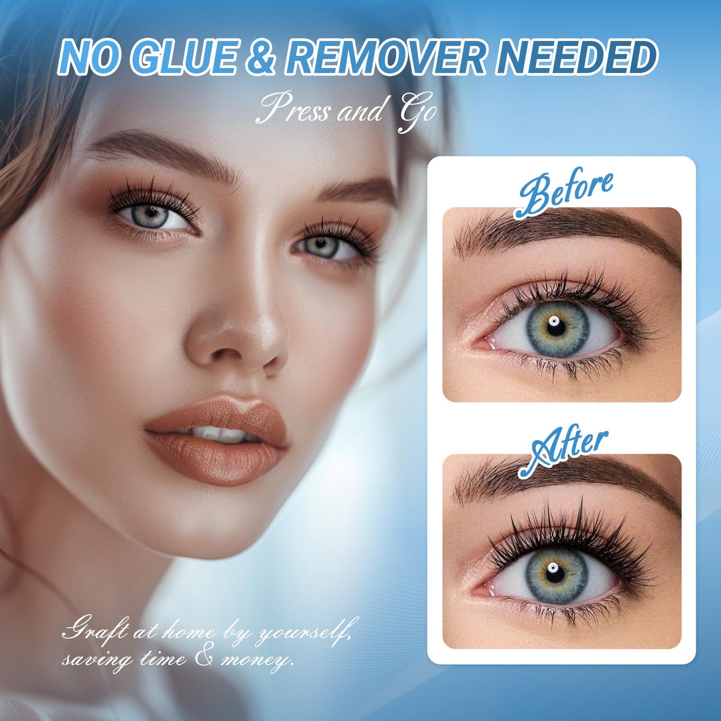 NAGARAKU Grupos De Pestañas Autoadhesivos Para 48 Pcs No Necesita Pegamento Ni Removedor Presión En Un Solo Paso Pestañas Reutilizables Prepegadas En Casa Sunflower Style SA-DIY-07(0,07mm C 10-12mm)