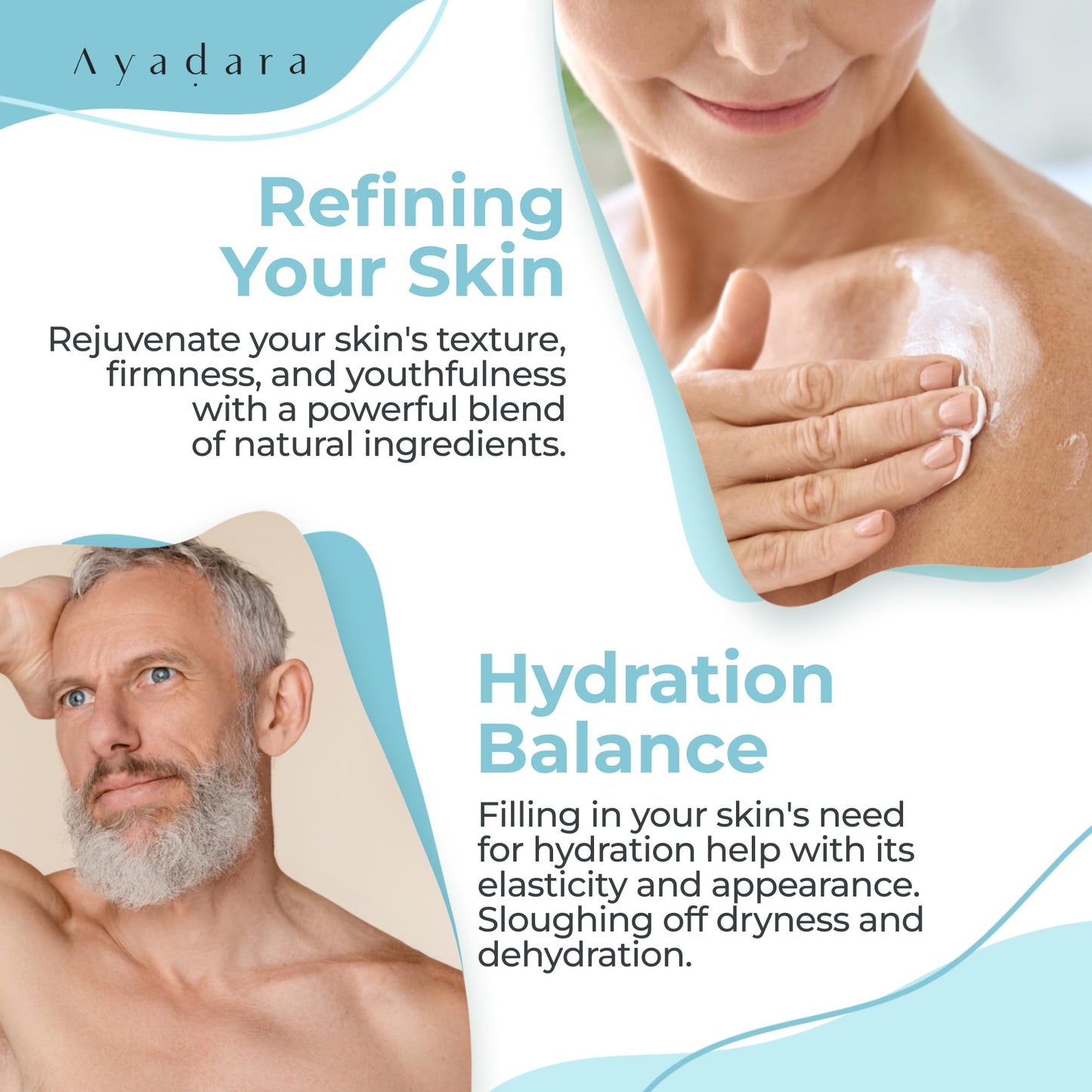 Ayadara Crepey Tratamiento reparador de la piel para brazos y piernas, crema reafirmante de ácido hialurónico para el cuello, crema antiarrugas para la cara, 8 onzas líquidas (237 ml)