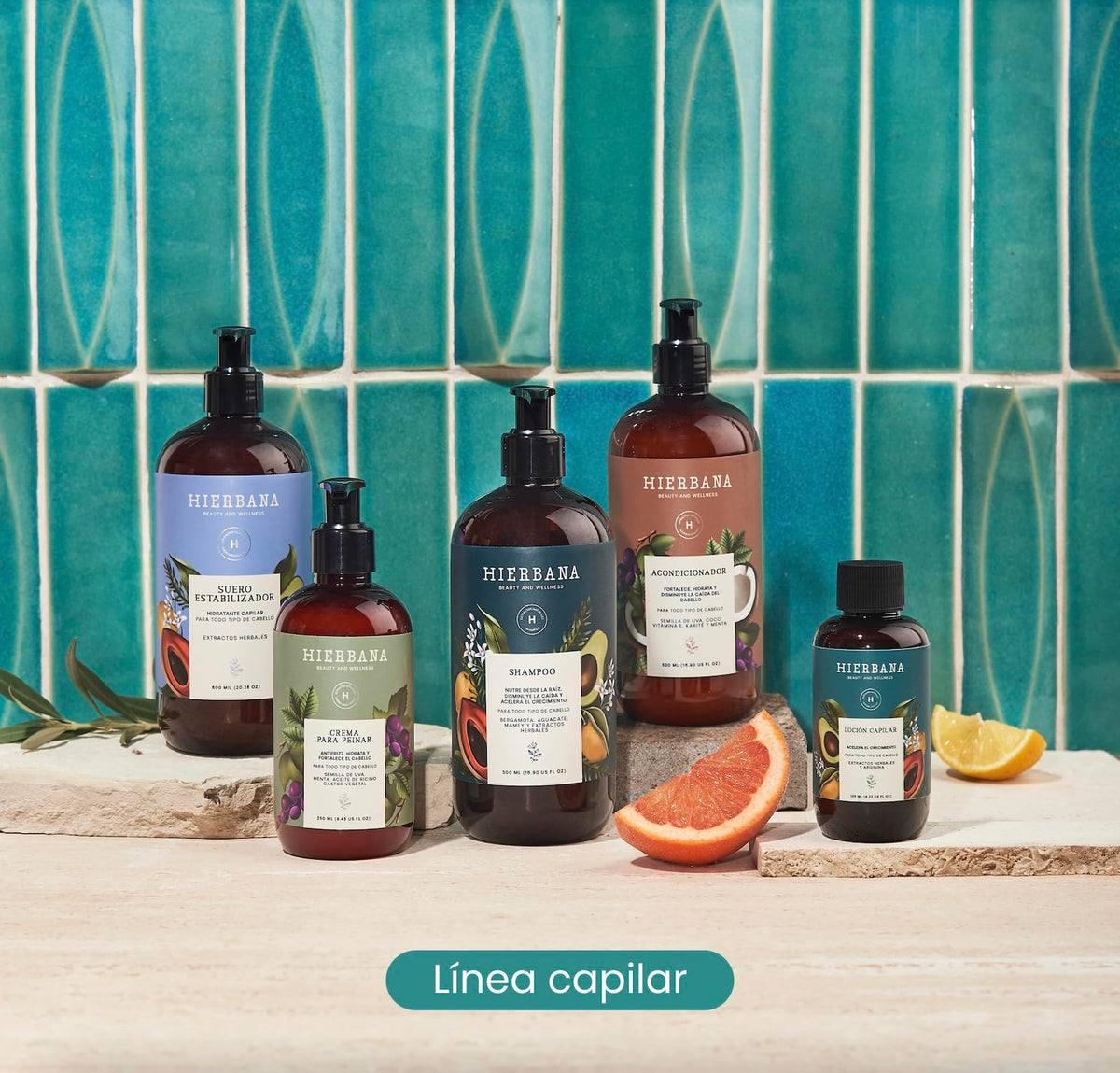 Hierbana Shampoo Anticaída con Extractos Naturales - 500 ml. Tratamiento para Fortalecer y Estimular el Crecimiento del Cabello | Ideal para Todo Tipo de Cabello