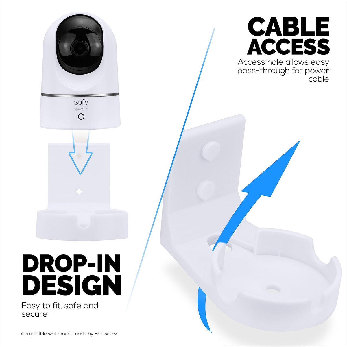 Soporte de Pared Eufy S220 Blanco con Calcomanía y Montaje Atornillado para Cámara de Seguridad