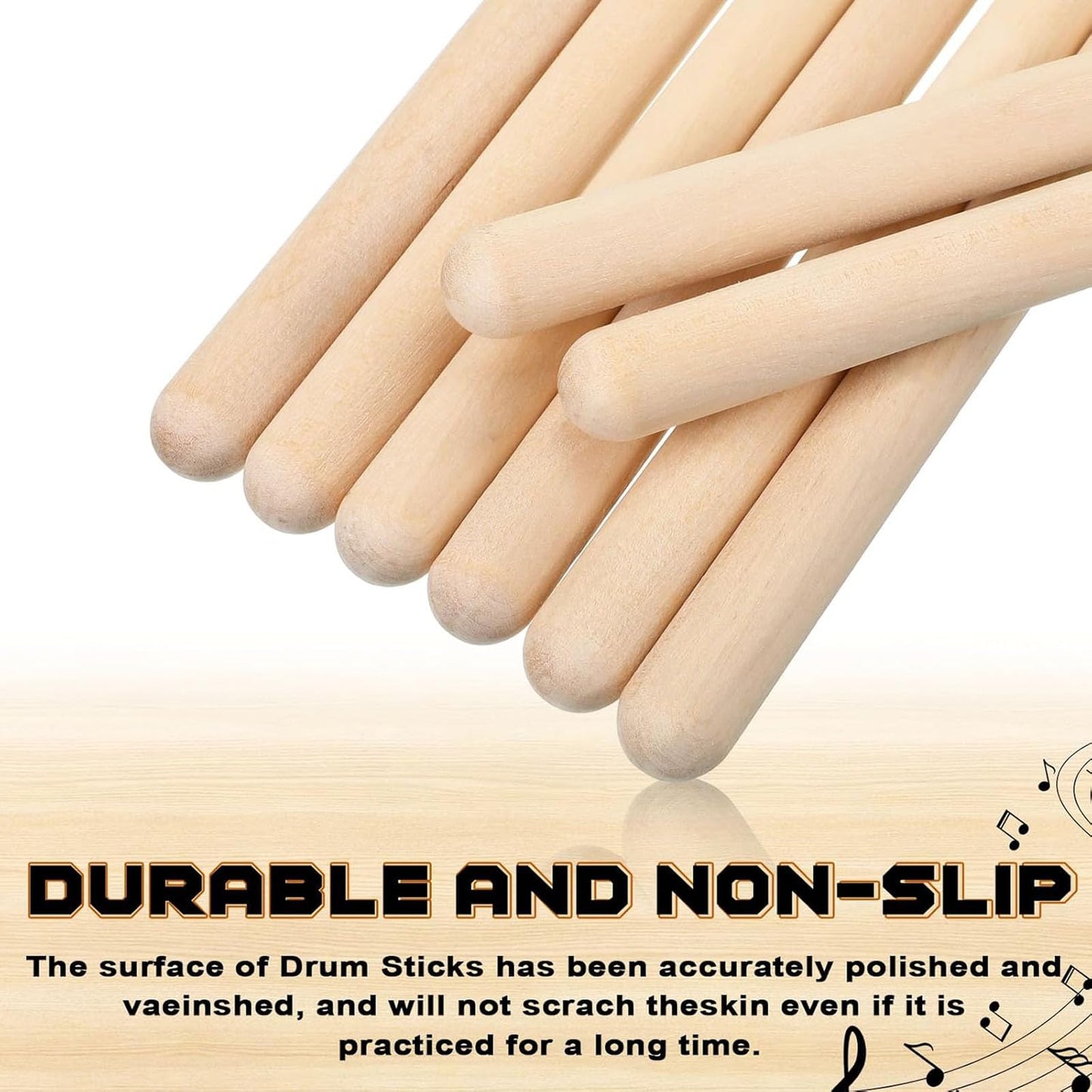 Baquetas 5A para Bateria,Baquetas Profesionales, Baquetas Antideslizantes para Batería Eléctrica, Baquetas de Bateria Para Niños Adultos Principiantes, 2 Pairs Drum Sticks (5A)