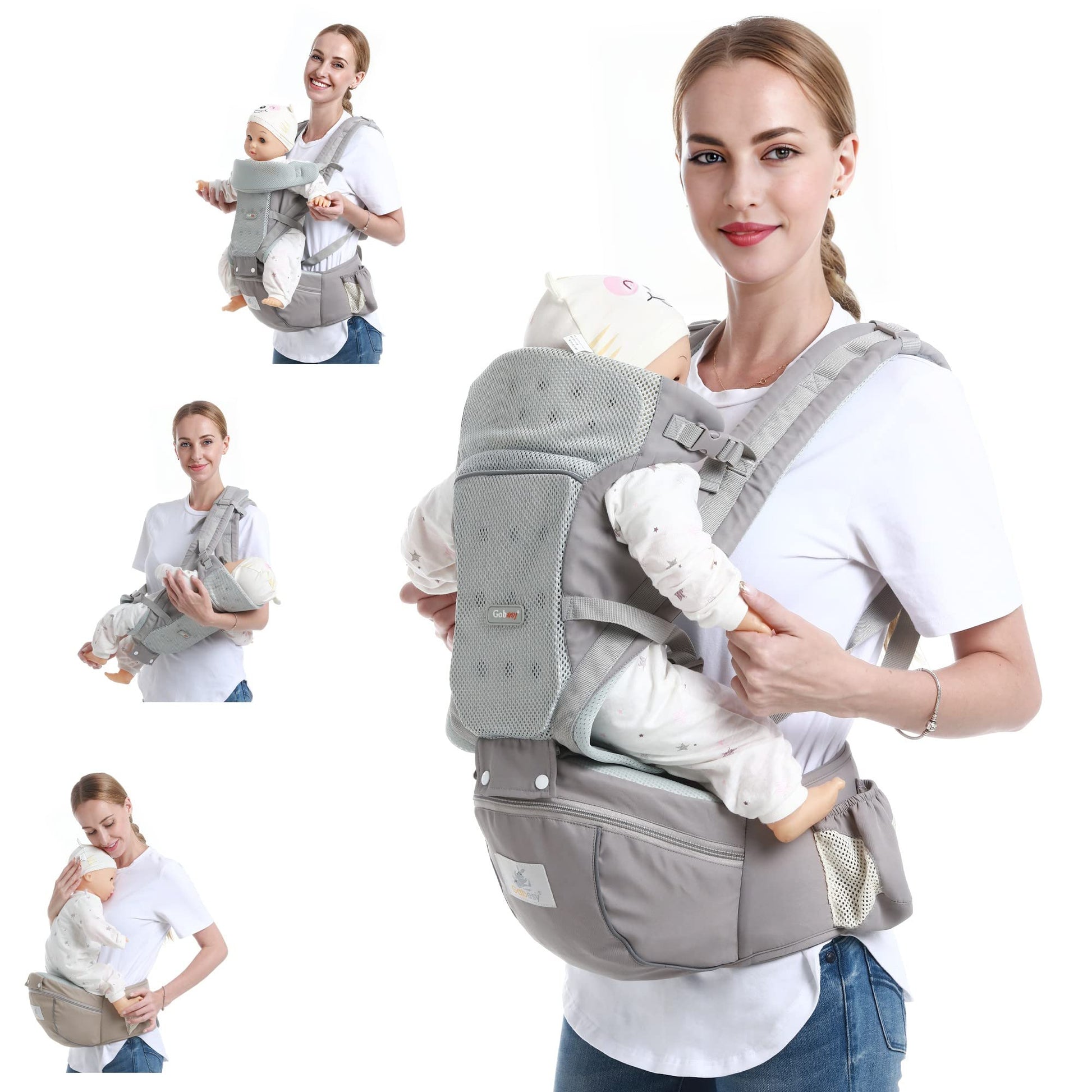 Canguro SNORF Amarillo Ergonómico y Ajustable con Asiento para las Caderas para Bebés de 0 a 36 Meses