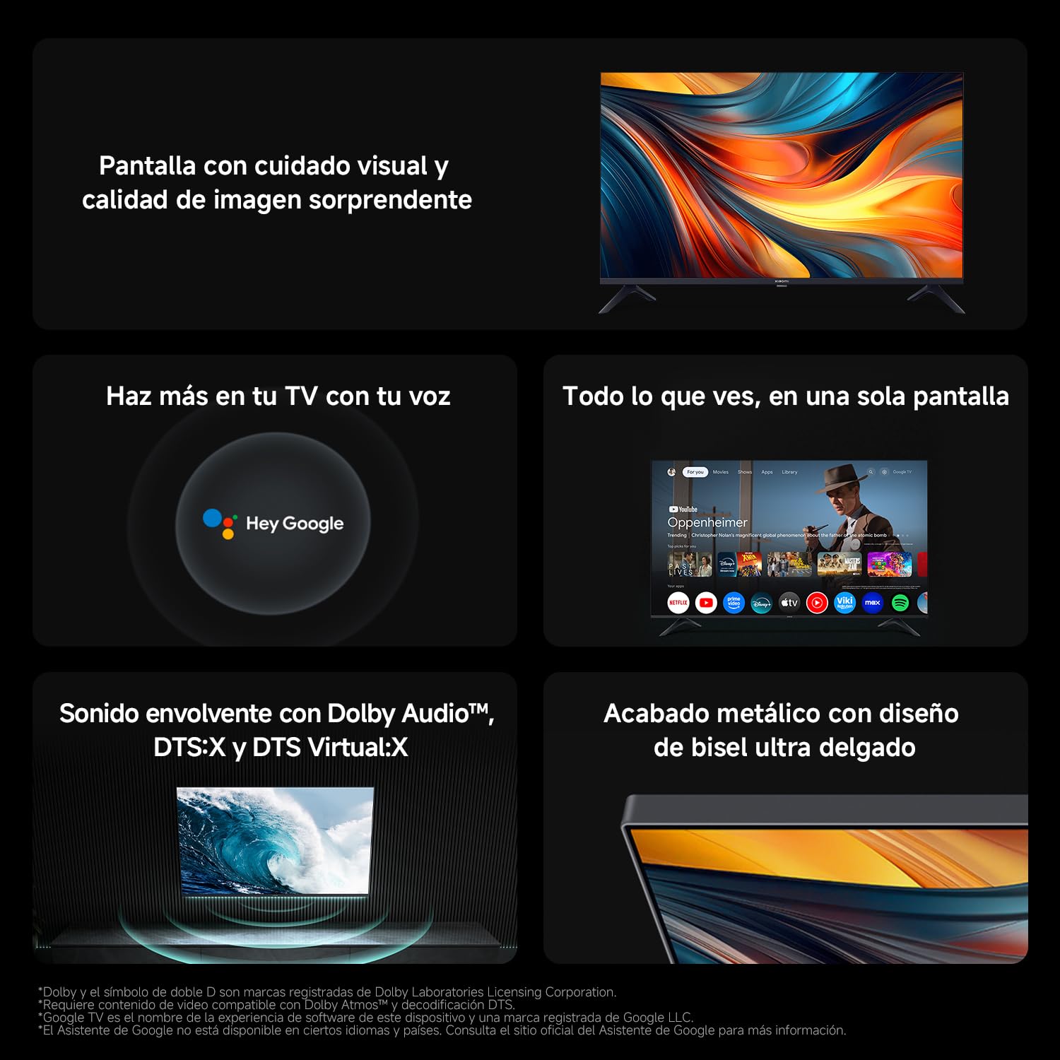 XIAOMI TV A 43 FHD 2026 | Google TV | Diseño Elegante con Bisel Ultrafino | Dolby Audio DTS:X + DTS Virtual:X1 | Voice Control