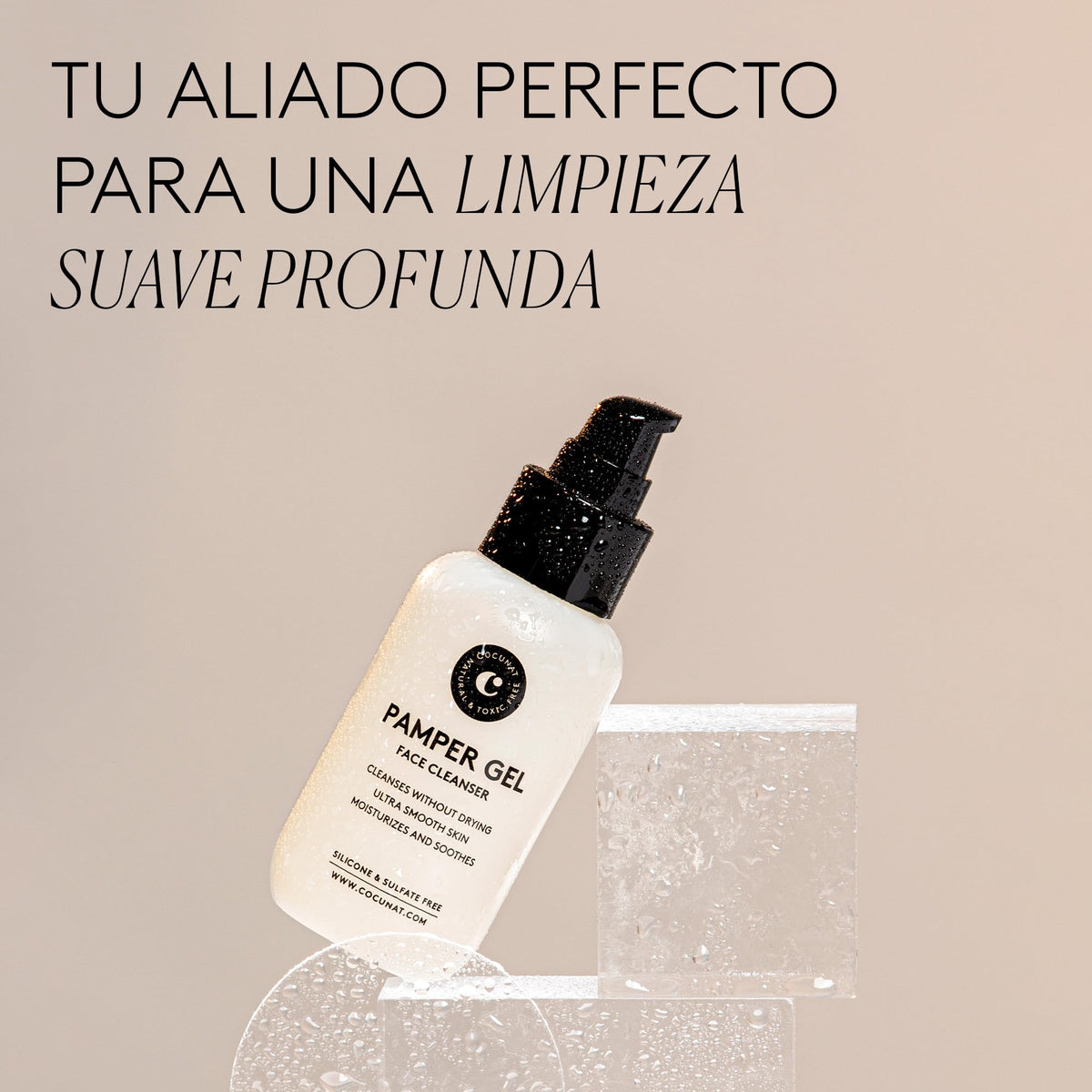 COCUNAT - Pamper Gel - Gel Limpiador Facial Diario - Limpia en Profundidad Sin Resecar - Doble Limpieza - Pieles Mixta Grasa o Sensible - Aloe Vera y Ácido Hialurónico - Sin Sulfatos - Antiedad - 100ml