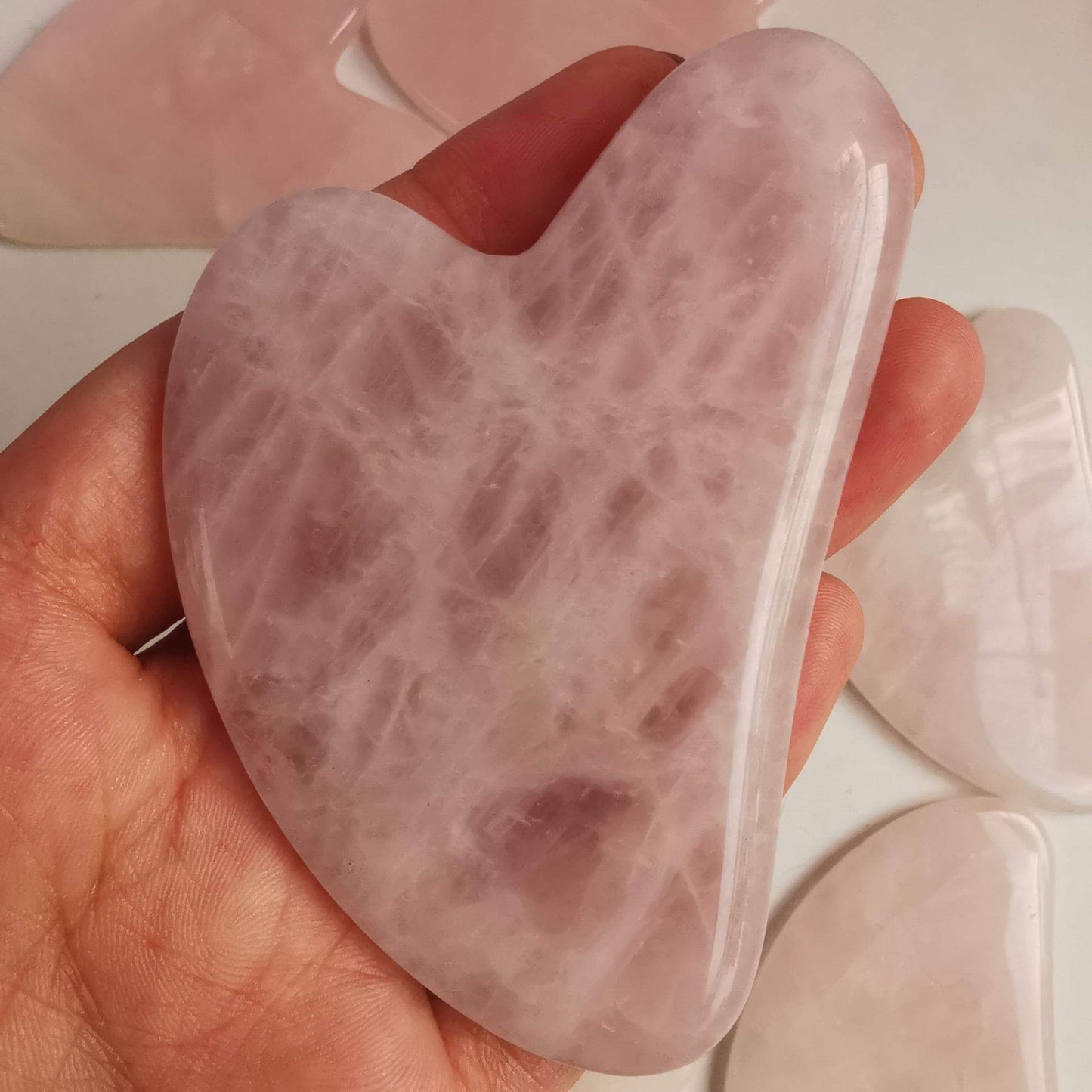 Loveliome Scraping Facial Massage Tools, Natural Rose Quartz Aventurine Guasha Stone Board for SPA Acupuncture Therapy Trigger Point Treatment(Rose Quartz 1)