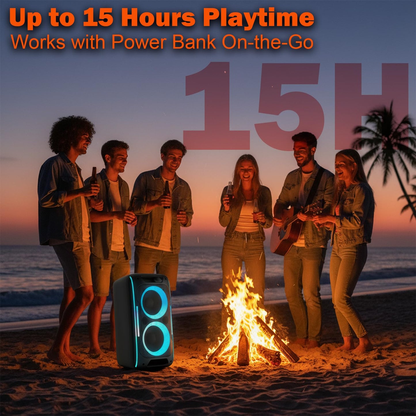 Altavoz Bluetooth para fiesta, potente sonido estéreo de 180 W con graves profundos, altavoz inalámbrico portátil con modos de sonido EQ, luces LED, Bluetooth 5.3 para el hogar, al aire última