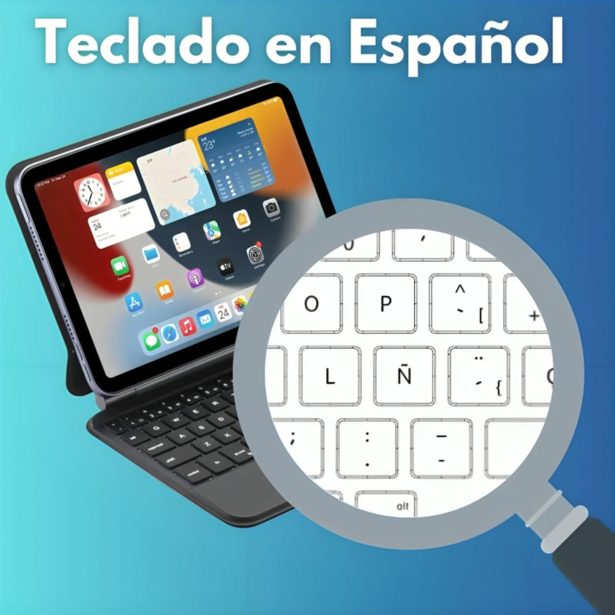 Funda Teclado Mágico MR. GADGETS Negro con Ñ y Trackpad Multitáctil para iPad Mini 6th/7th
