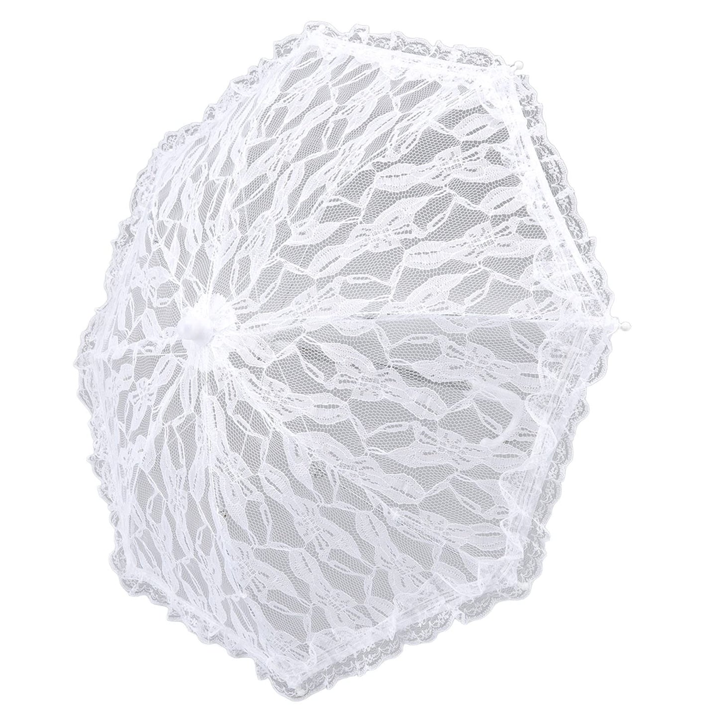 TANM Paraguas de Sombrilla de Encaje Blanco, Paraguas de Sombrilla de Encaje Aspecto Elegante en J de Plástico para Boda