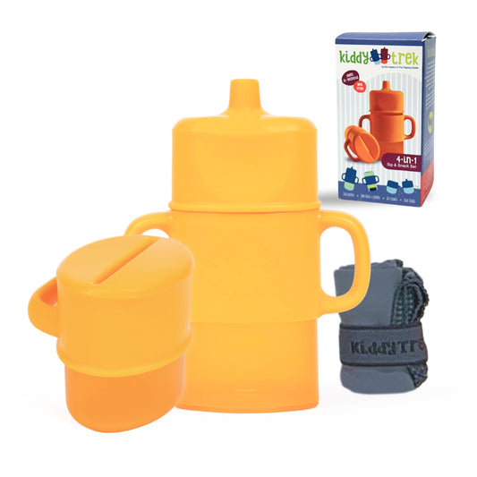 Soporte giratorio 4 en 1 para sorbos y aperitivos – Soporte para bolsa de comida de viaje, soporte para caja de jugo, taza de aperitivos y sorbos para bebés, niños pequeños y niños