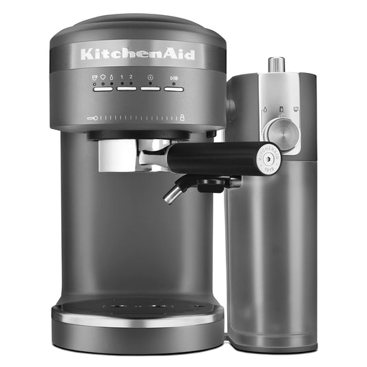 KitchenAid KES6404, máquina de café espresso semiautomática y accesorio automático para espumador de leche, color gris carbón
