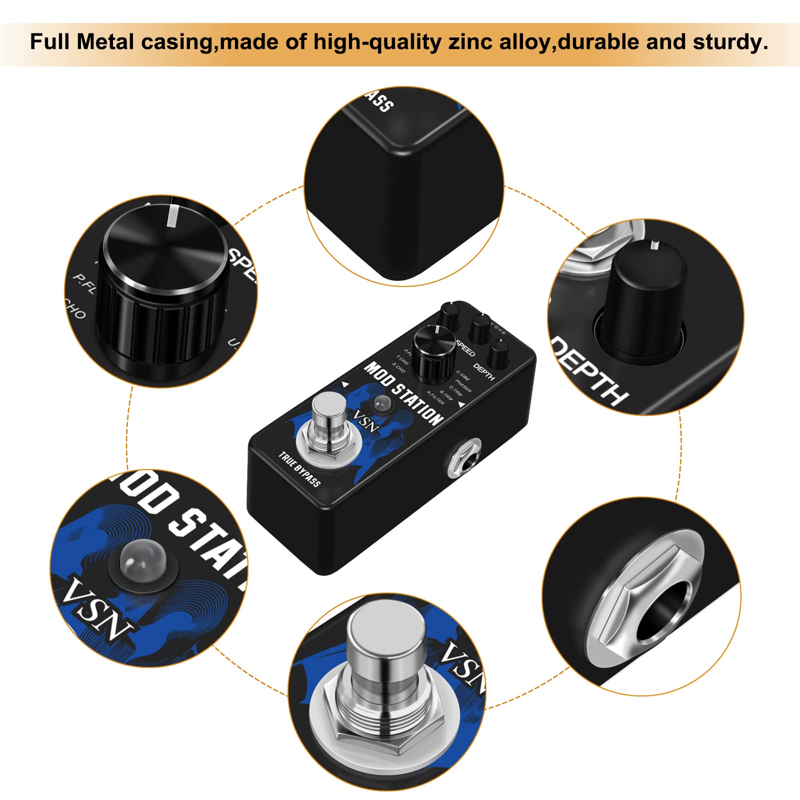 Pedal de Efecto para Guitarra VSN Modulation Digital True Bypass 11 Tipos Classic para Eléctrica