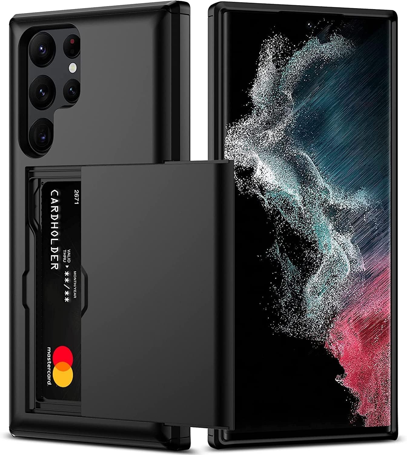 Funda para Samsung Galaxy S22 Ultra Noguez negro con Ranura Oculta para Tarjetas Resistente a Golpes