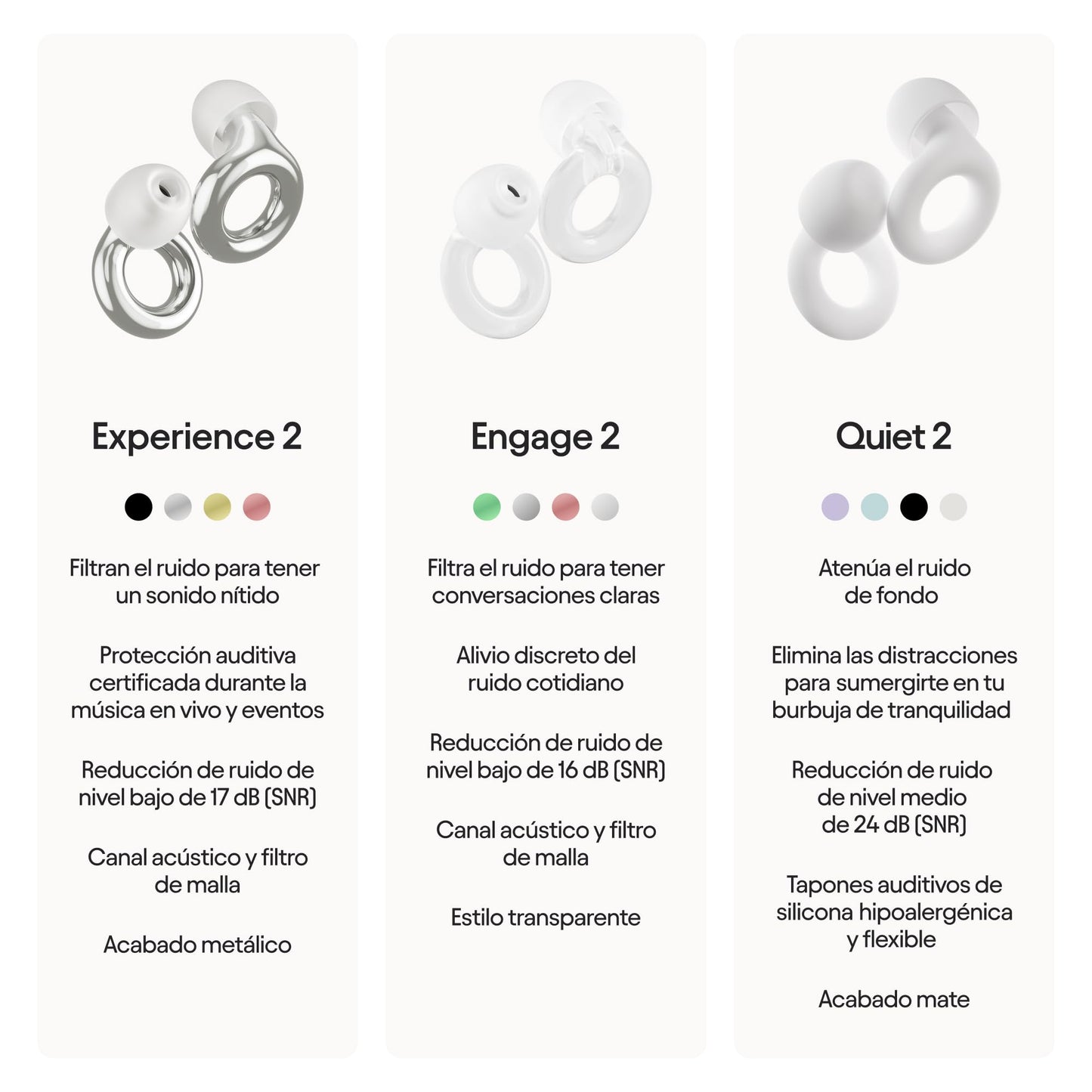 Loop Experience 2 Tapones auditivos – Protección auditiva certificada para conciertos y festivales, eventos en vivo, deportes, DJ y vida nocturna – Tapones auditivos con reducción de ruido de 17 dB