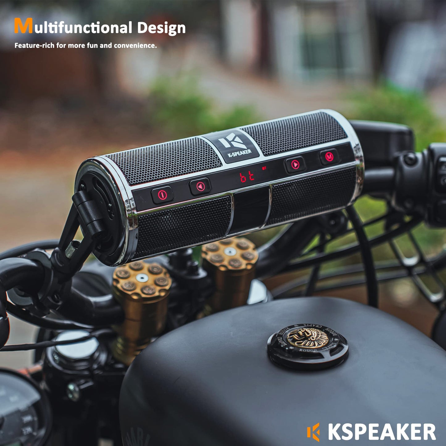 KSPEAKER - Altavoces para motocicleta, sistema de audio Bluetooth impermeable, amplificador incorporado, ideal para ATV, scooter, bicicleta, vehículo de 12 voltios, reproductor MP3 de metal de 3