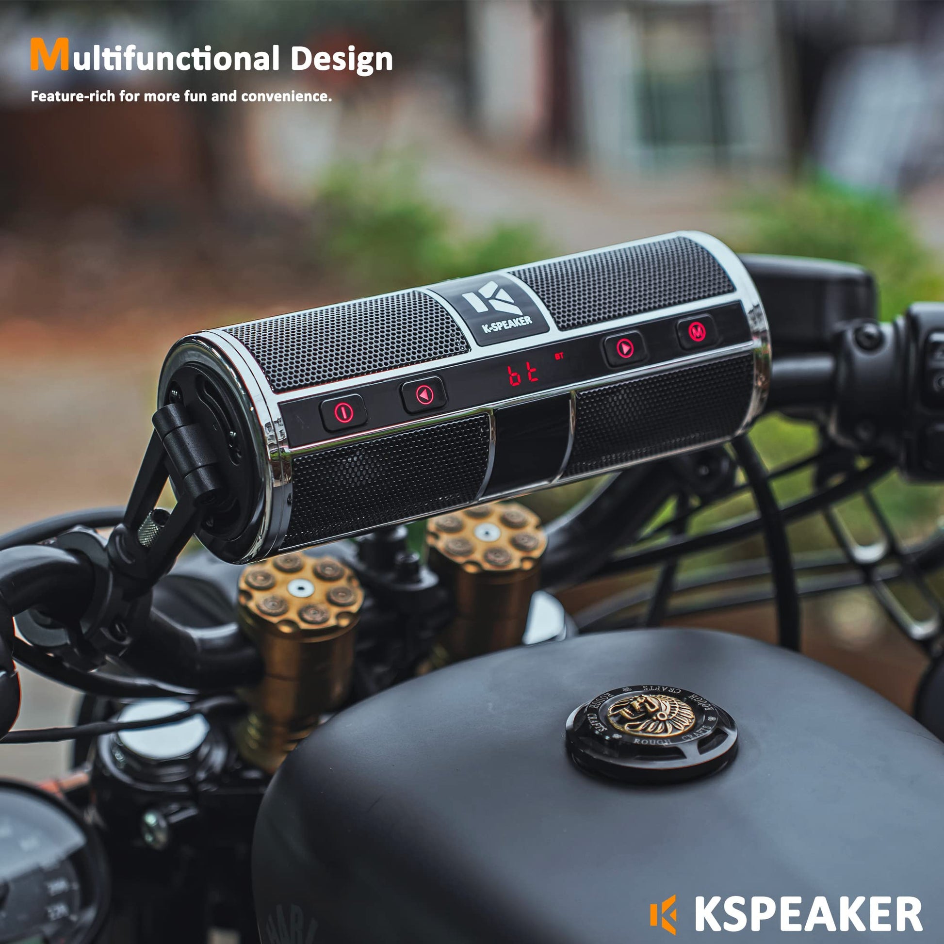 KSPEAKER - Altavoces para motocicleta, sistema de audio Bluetooth impermeable, amplificador incorporado, ideal para ATV, scooter, bicicleta, vehículo de 12 voltios, reproductor MP3 de metal de 3