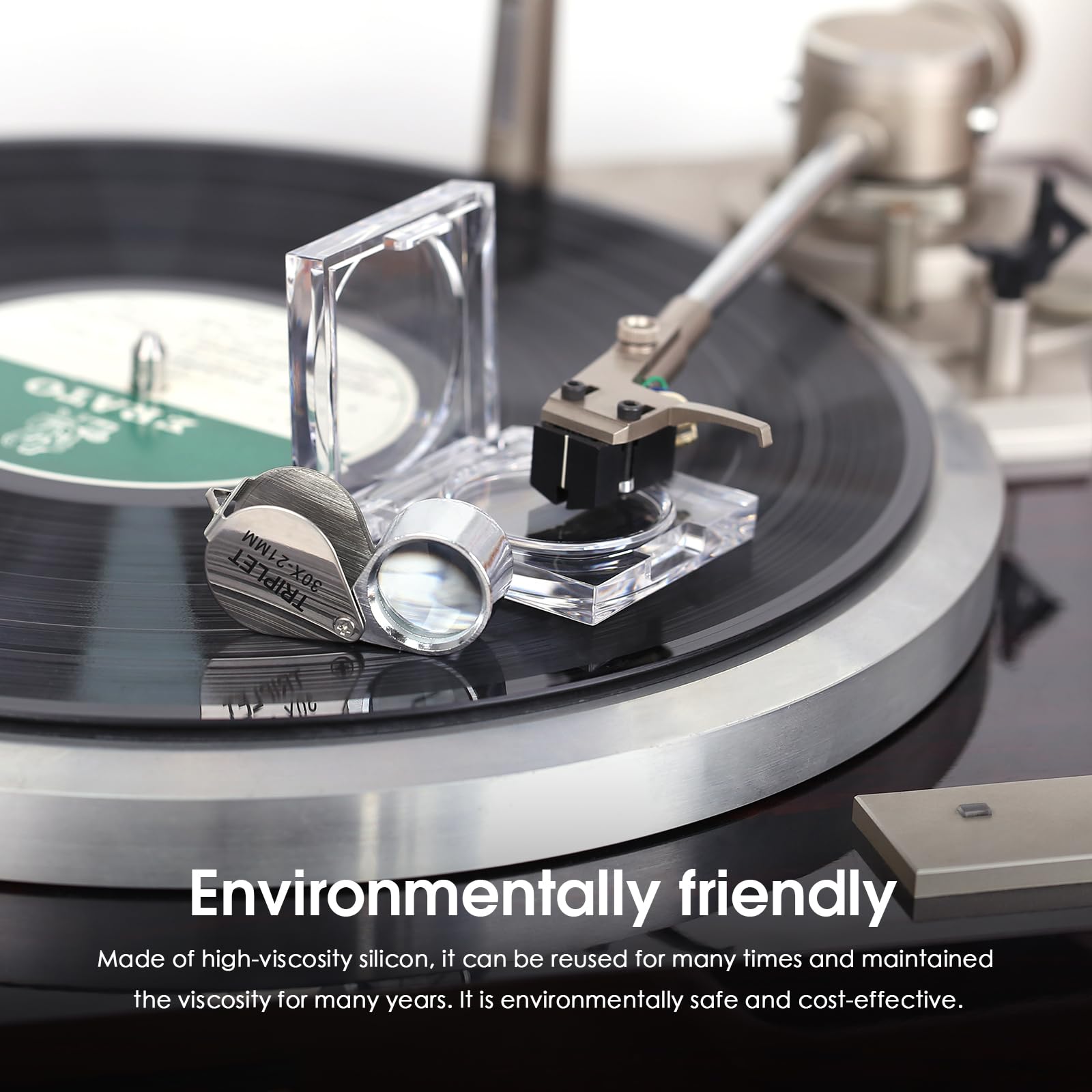 Limpiador antipolvo de gel antiestático para vinilo con lupa 30X