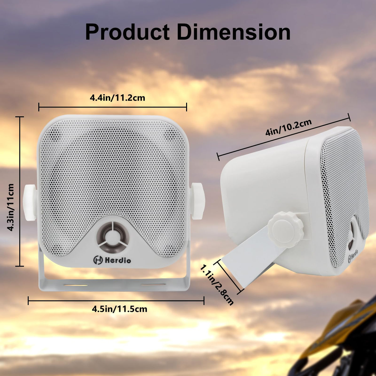 Altavoces Marinos Herdio Blanco 4 Pulgadas 240W Impermeables 2 Vías para Camión, Jeep, ATV, UTV, Carrito de Golf, Tractor