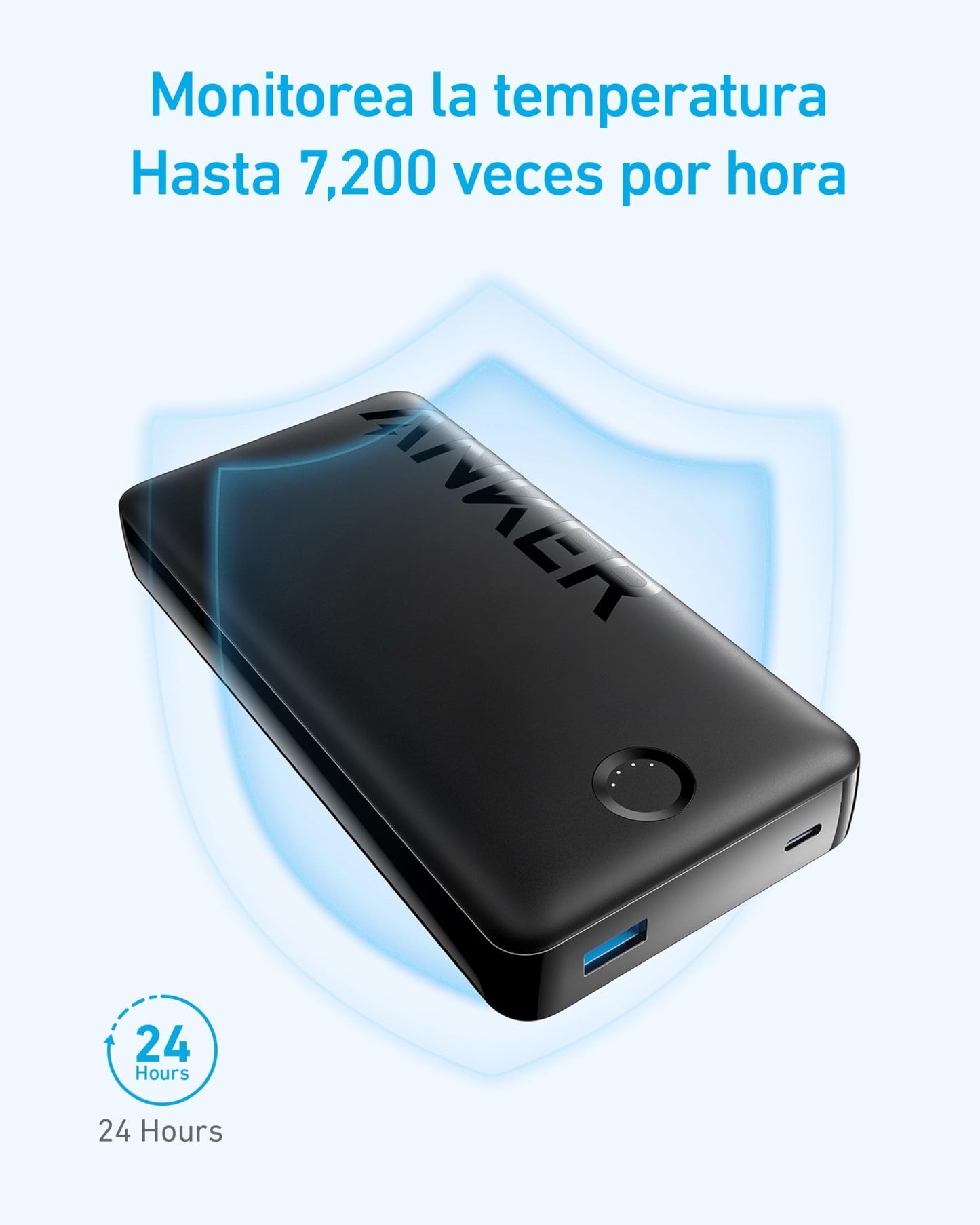 Batería Portátil Anker 20000mAh Negro Carga Rápida con 2 Puertos para iPhone y Samsung Galaxy