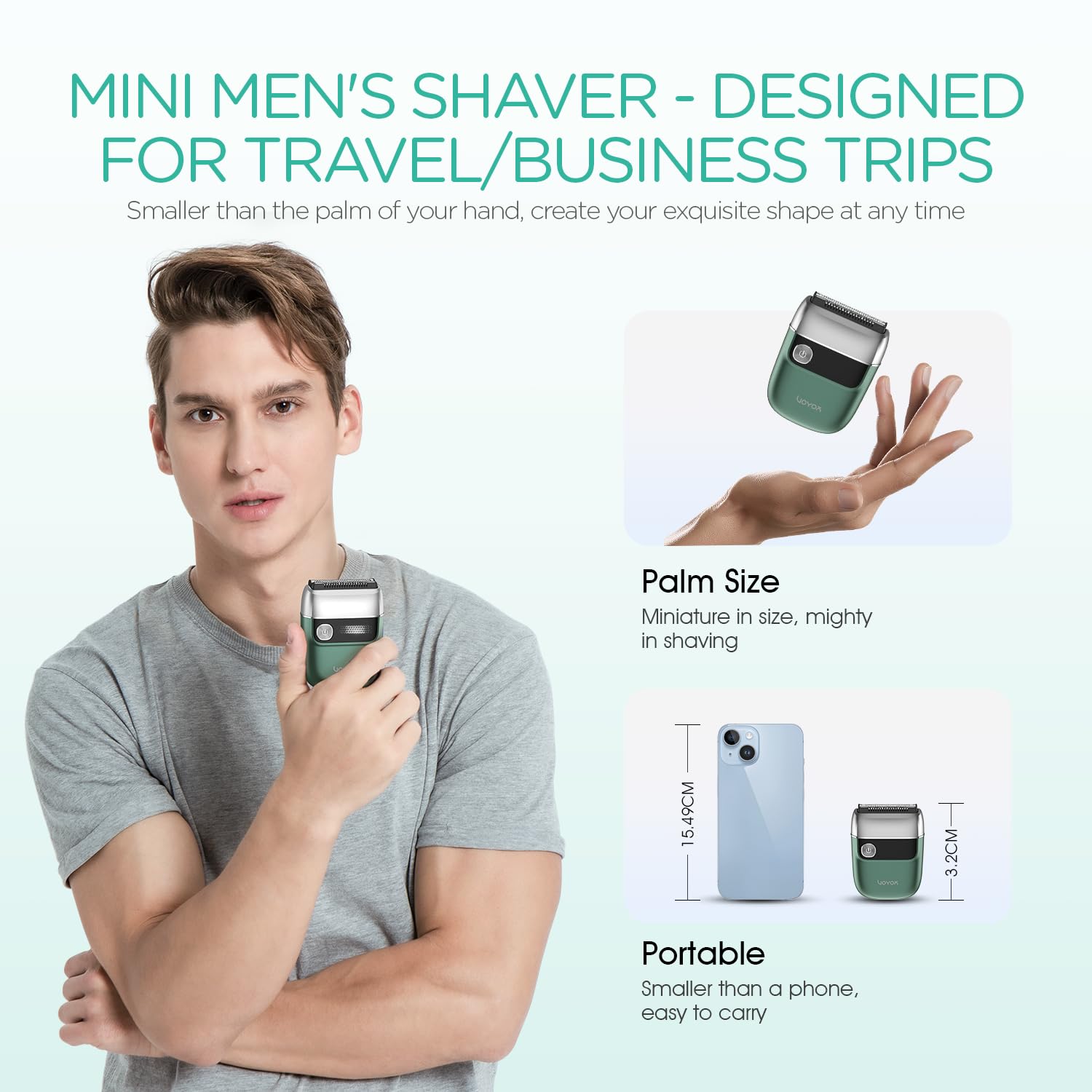 Afeitadora Eléctrica VOYOR Verde Recargable para Hombre