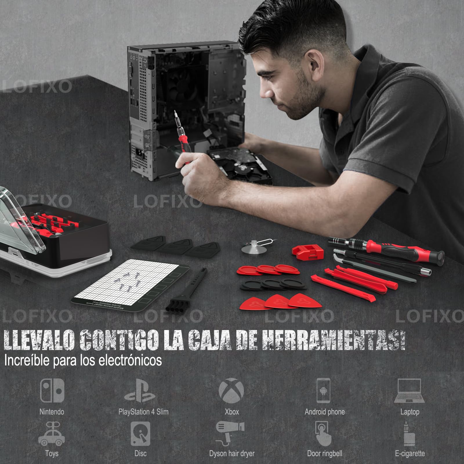 LOFIXO Juego de Destornilladores,Kit desarmadores pequeños 133pc,Desarmador torx triwing Plano Cruz Estrella Gamer multipuntas de Precision para Nintendo Switch celulares Laptop
