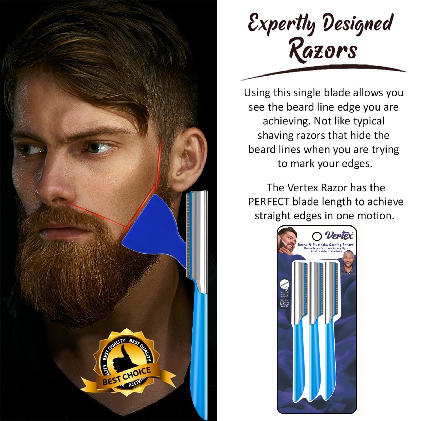 Beard Shaping Tool Travel Razor - For Clean Straight Beard Edges and Mustache Edge Shaping and Straight Edge Barber Razor Beard Shaper Kit Works Well With Beard Soap Oil