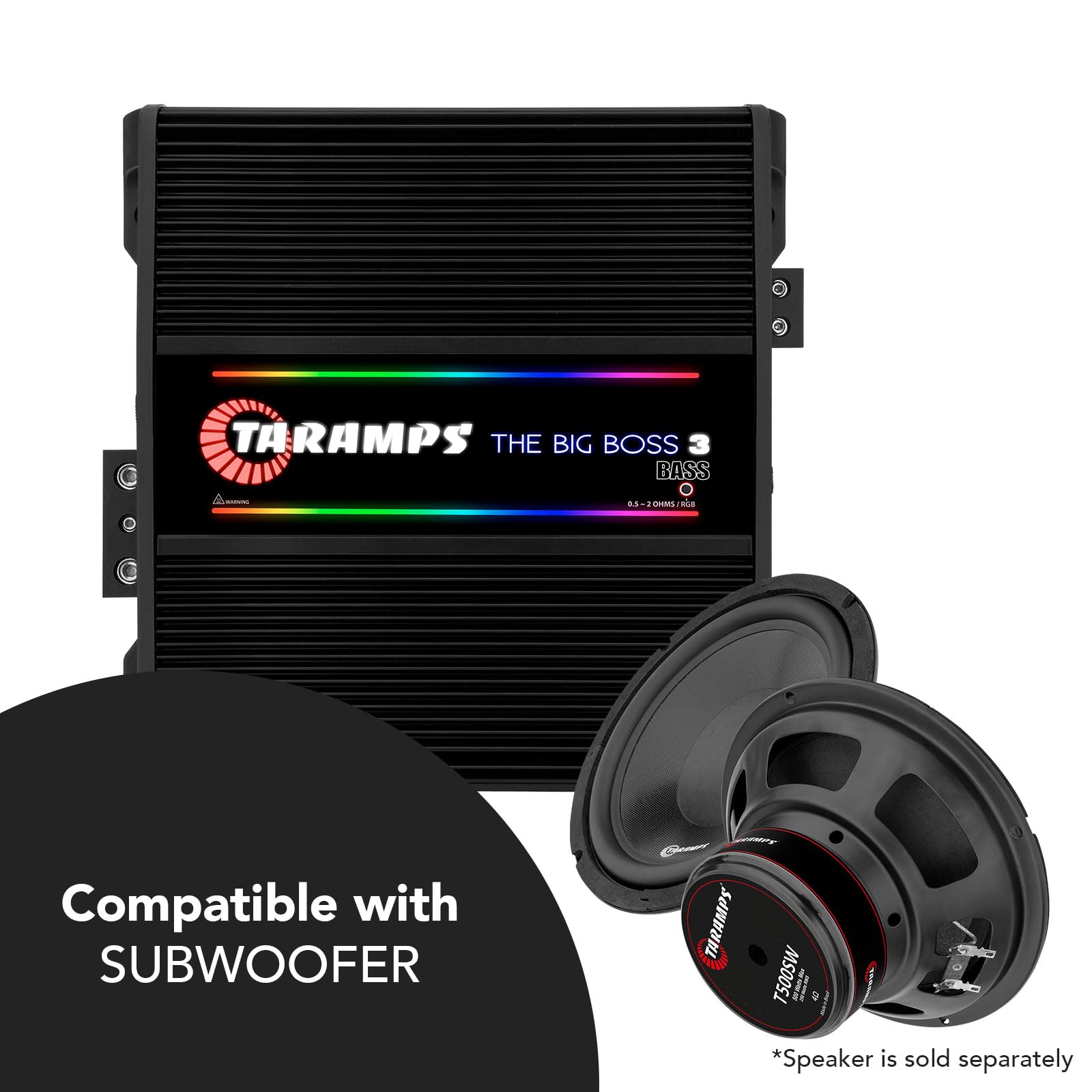 Amplificador Taramp's Negro Multiimpedancia Monobloque Clase D para Coche