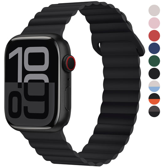 Fullmosa Correa Magnética de Silicona Para Apple Watch 44mm 45mm 42mm 49mm 46mm,Pulseras Deportiva para iWatch Ultra2/1 Series 10 9 8 7 6 5 4 3 2 1 Se Se2 Mujeres Hombres,Negro