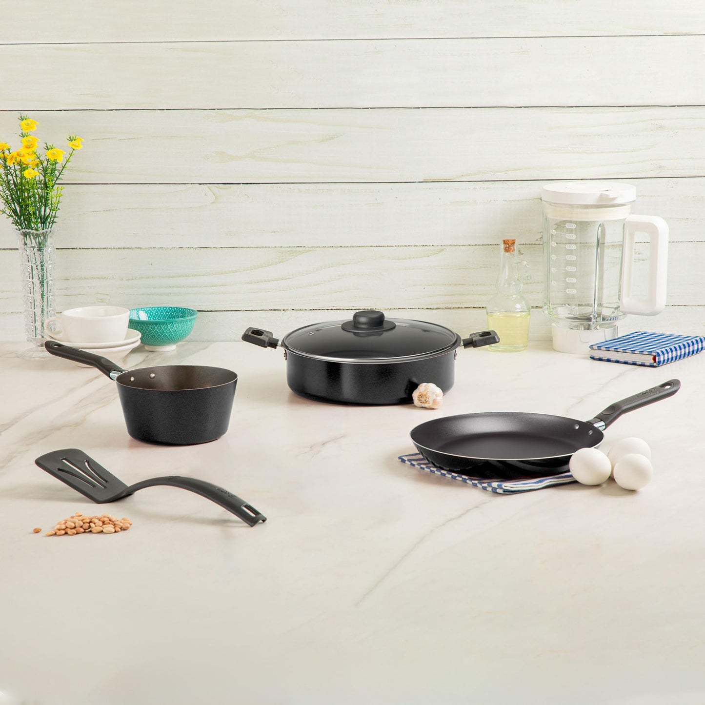 Batería de Cocina Ekco Negro Antiadherente 5 Piezas de Aluminio