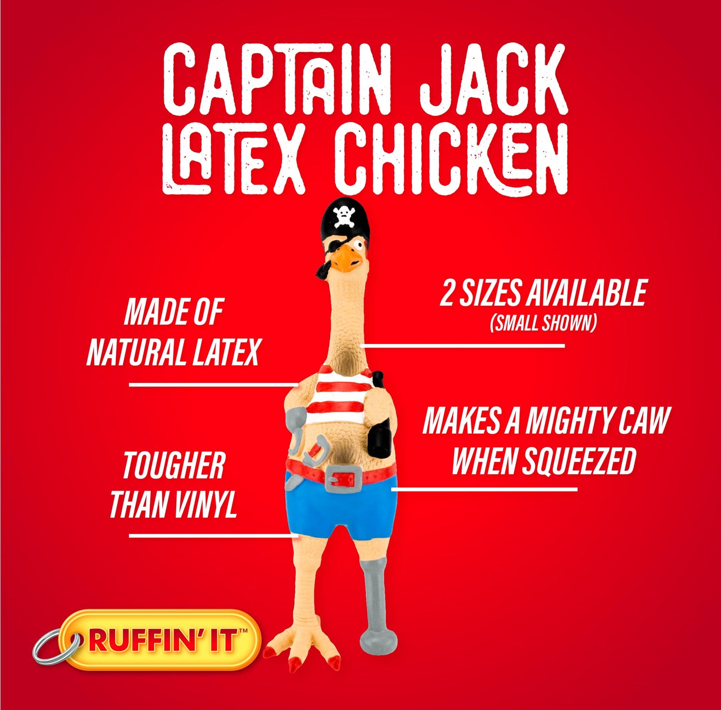 Juguete para Mascotas Ruffin'It Captain Jack en Latex y Goma