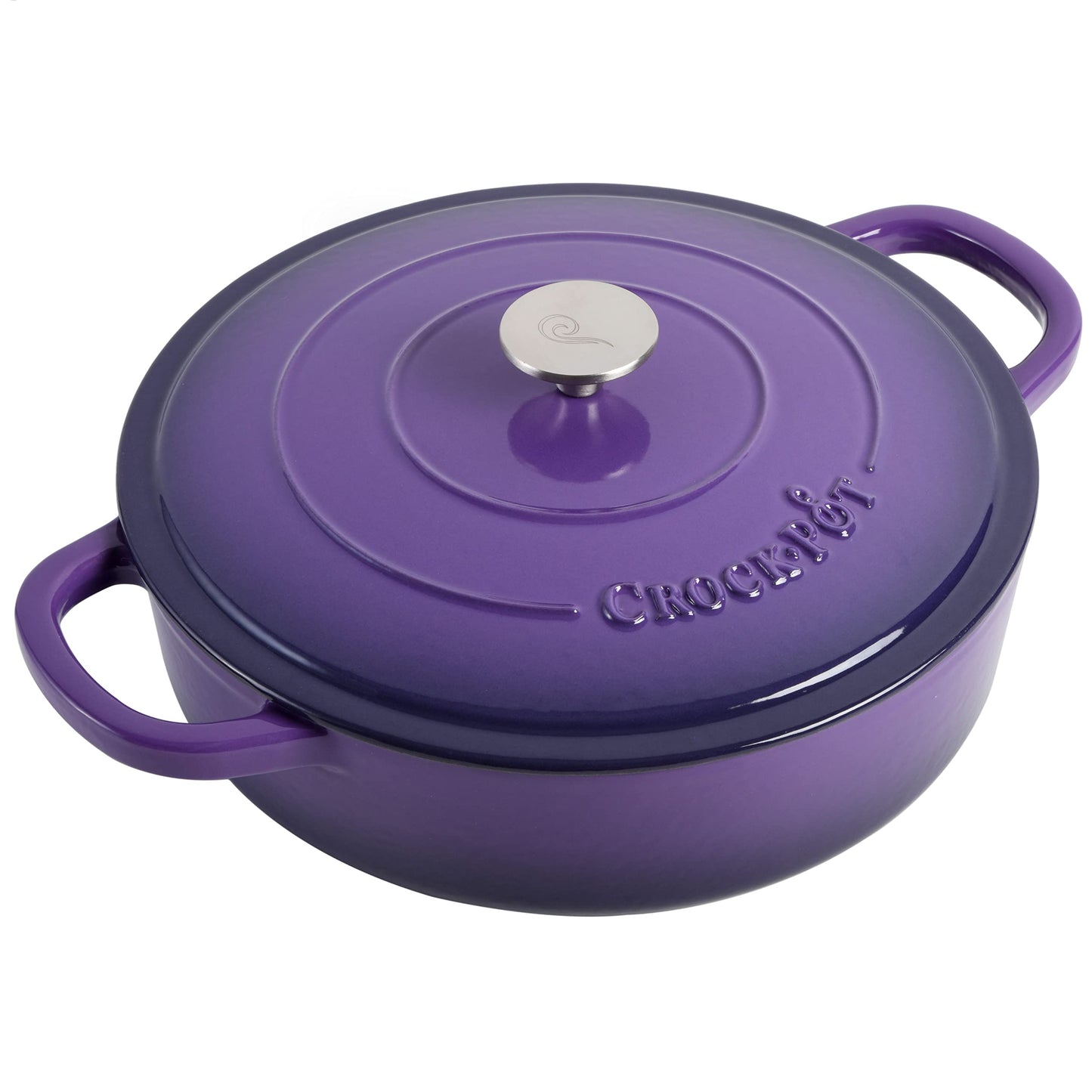 Crock-Pot - Estofador artesanal de hierro fundido esmaltado con tapa, 5 cuartos de galón, morado lavanda