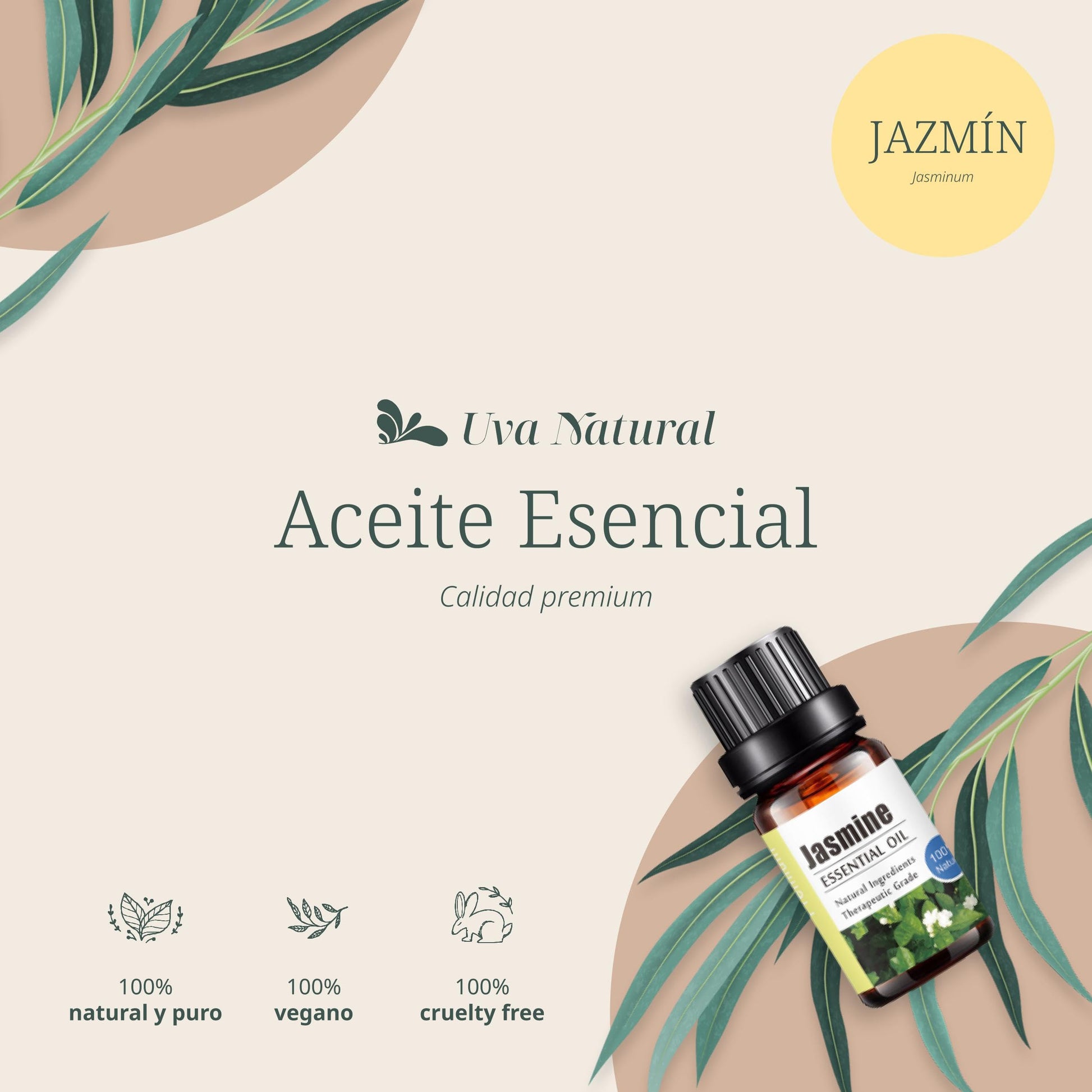 Aceite Esencial Natural Jazmín UVa Natural Difusores Humidificadores Caja de Regalo
