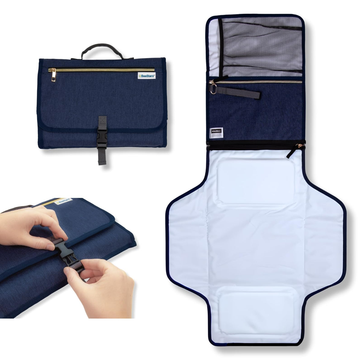 BeeStarz® Cambiador de bebé 2.0 – Cambiador portátil impermeable de 360° para viajes, cambiador de pañales para recién nacidos, bebés y niños pequeños | Ligero, plegable, fácil de limpiar, comodidad